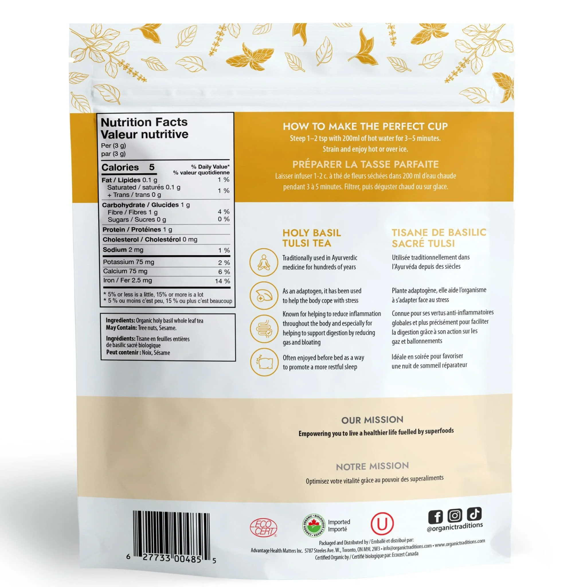 Organic Traditions Holy Basil (Tulsi) Tea, 150g - Image 2