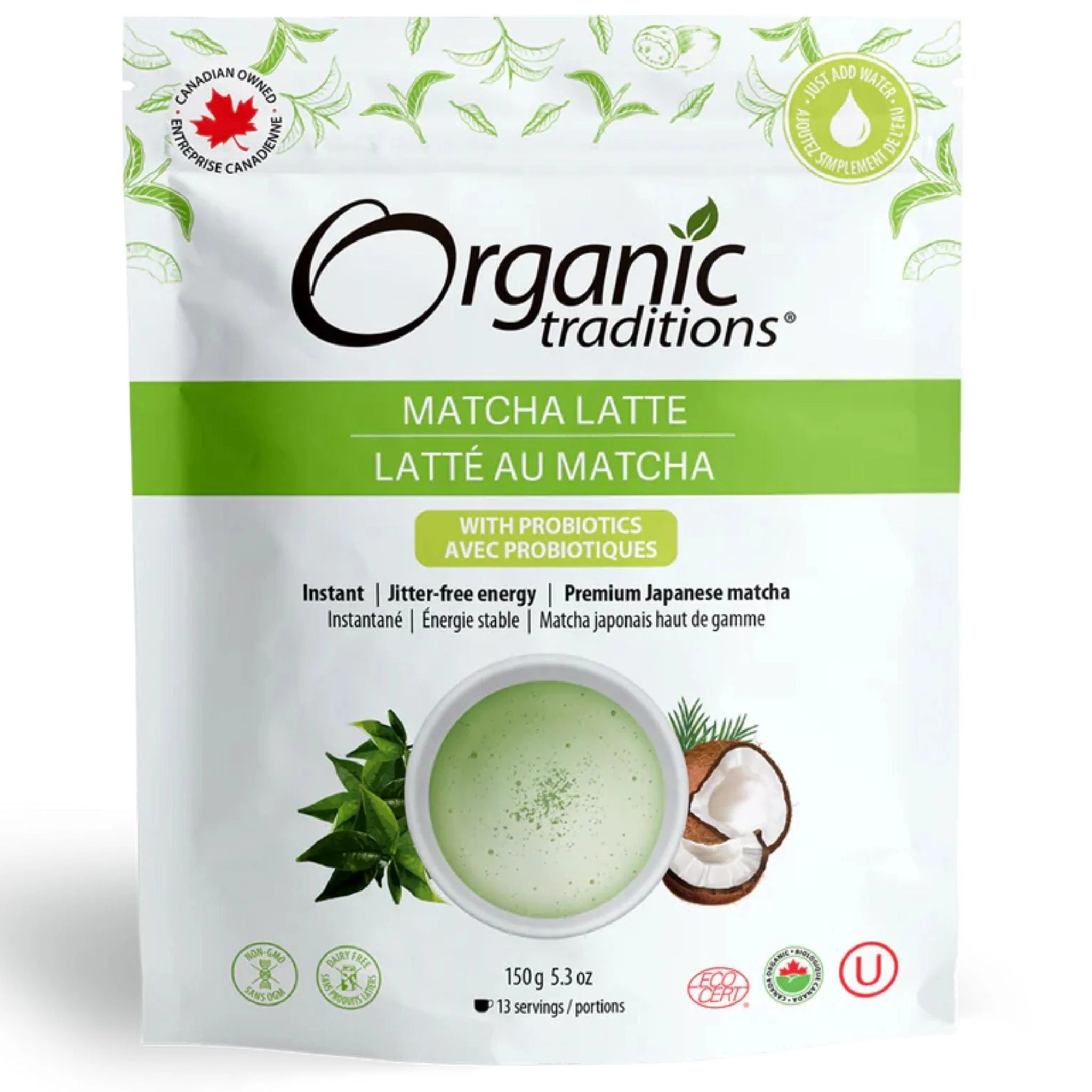 Organic Traditions Organic Matcha Latte with Probiotics, 150g