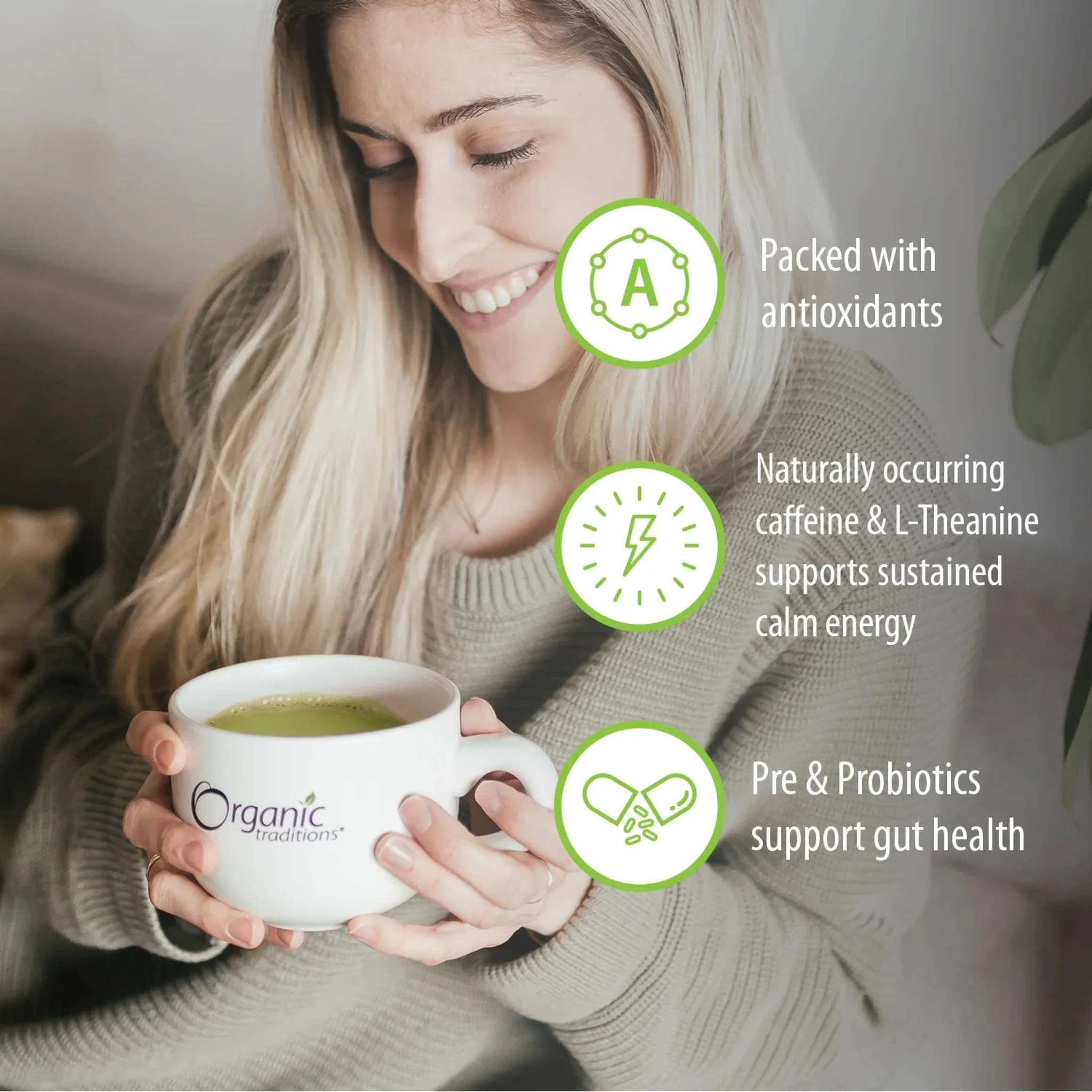 Organic Traditions Organic Matcha Latte with Probiotics, 150g - Image 5