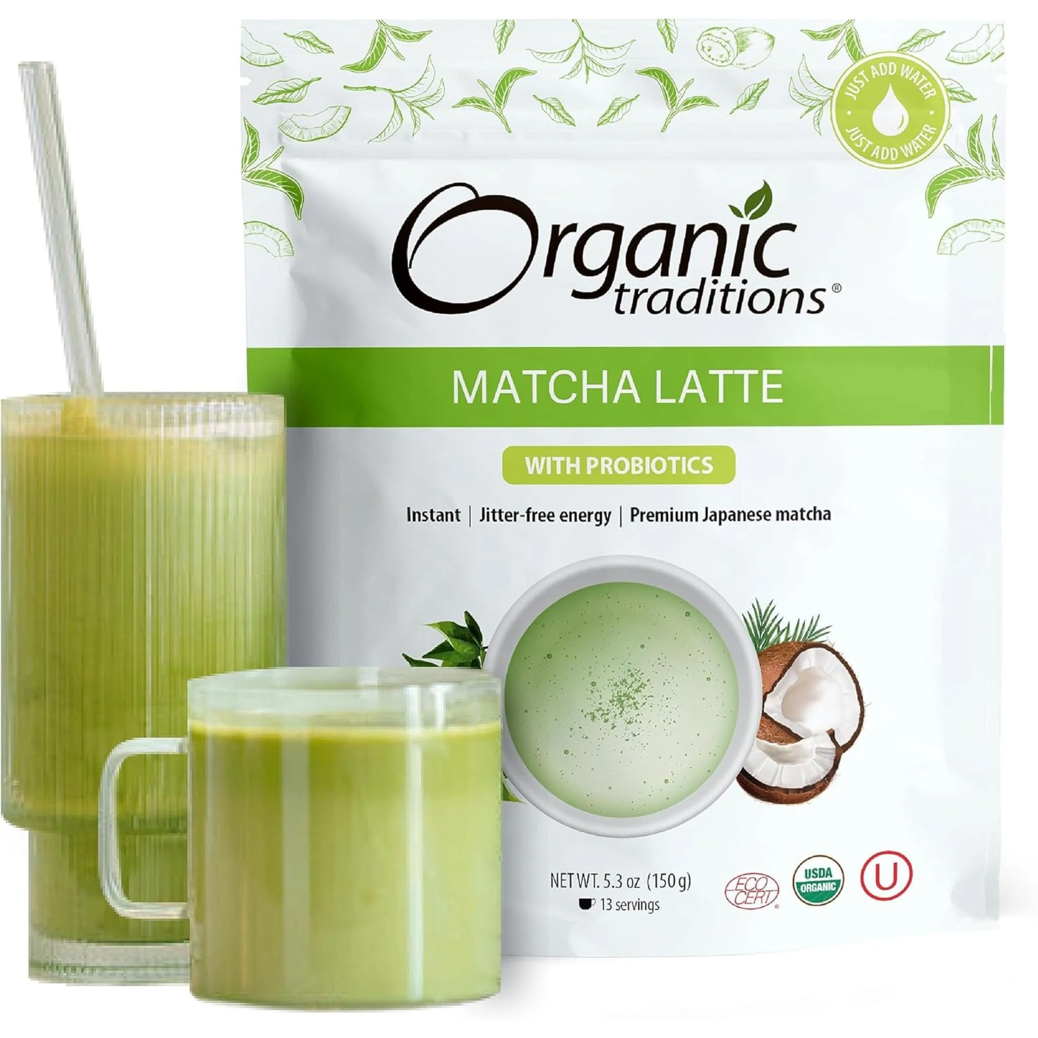 Organic Traditions Organic Matcha Latte with Probiotics, 150g - Image 6