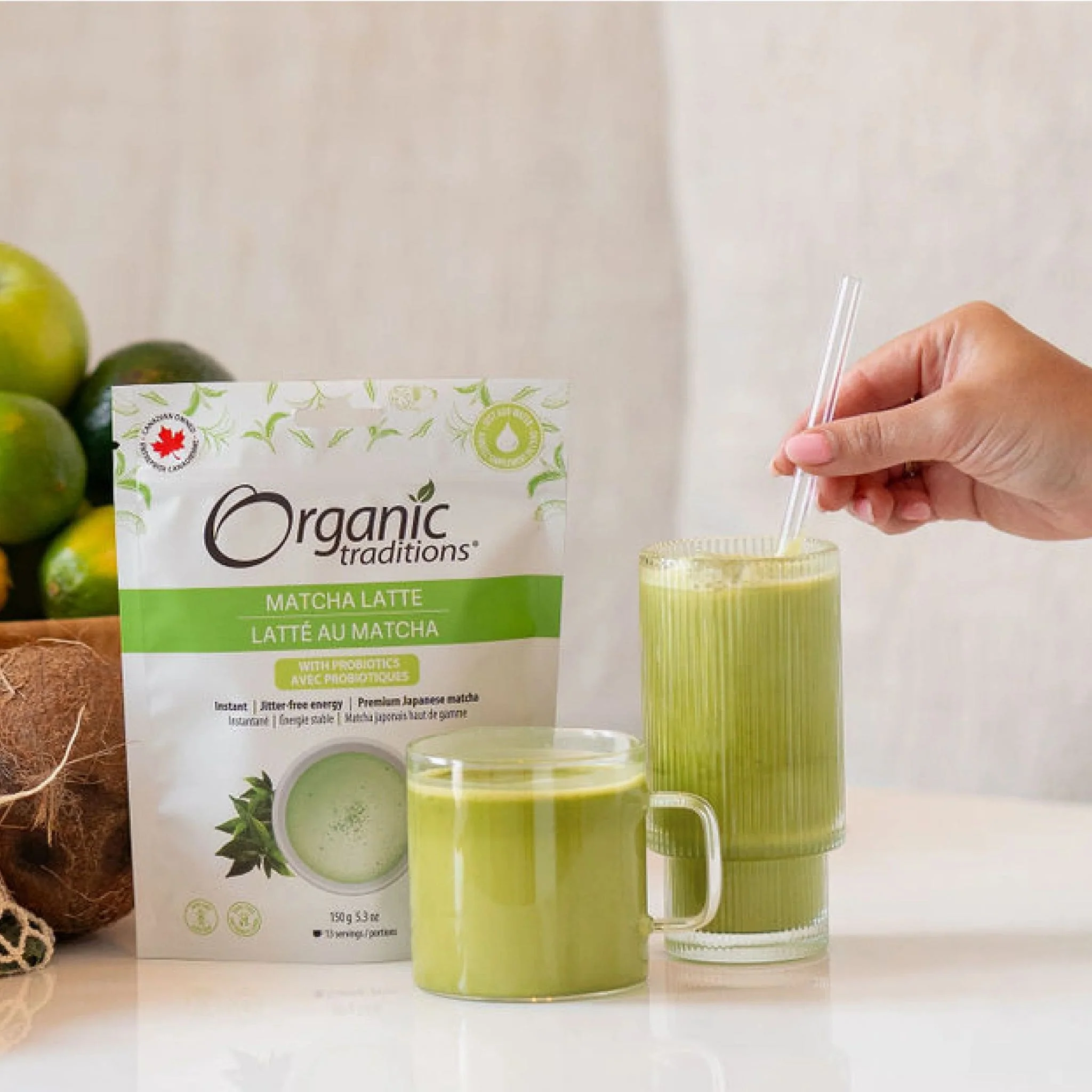 Organic Traditions Organic Matcha Latte with Probiotics, 150g - Image 7