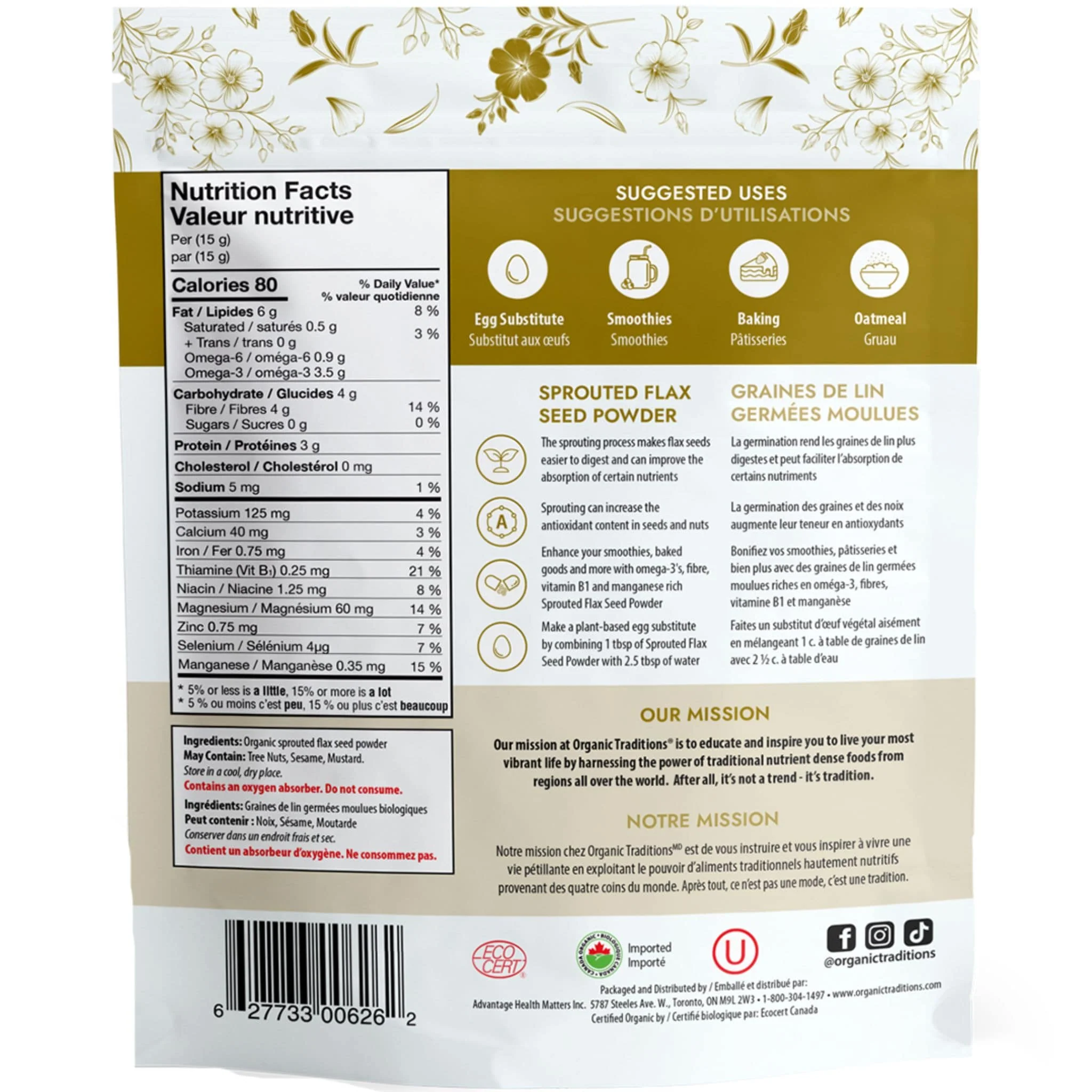 Organic Traditions Sprouted Flax Seed Powder - Image 2