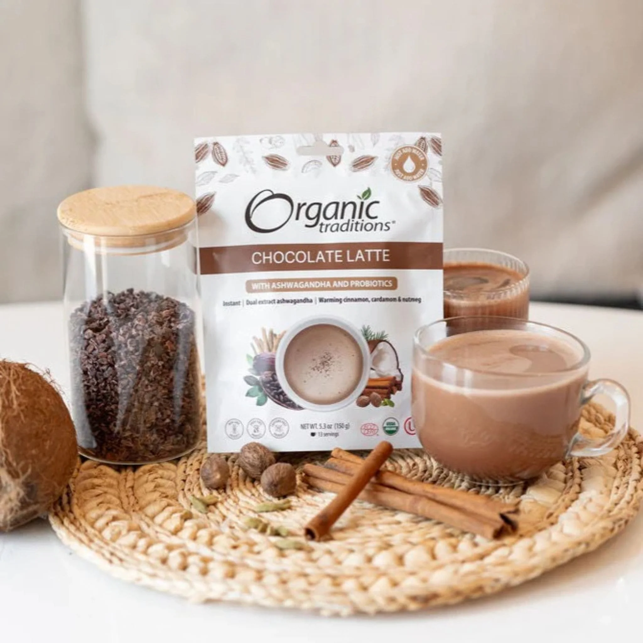 Organic Traditions Organic Chocolate Latte with Ashwagandha and Probiotics, 150g - Image 6