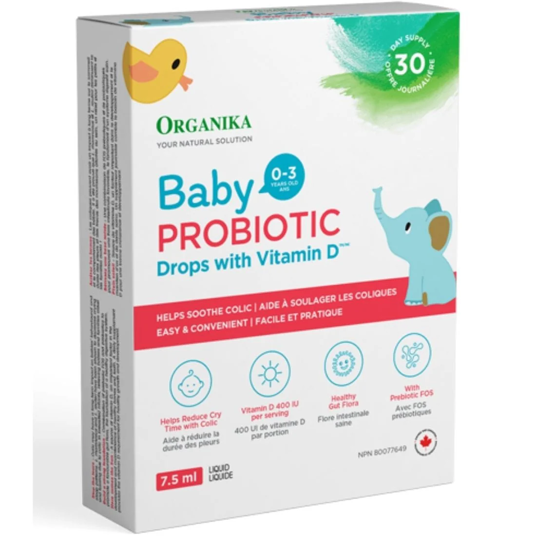 Organika Baby Liquid Probiotic with Vitamin D Drops, 0-3 Years, 7.5ml CLEARANCE 75% Off Expiry 8/26 Final Sale