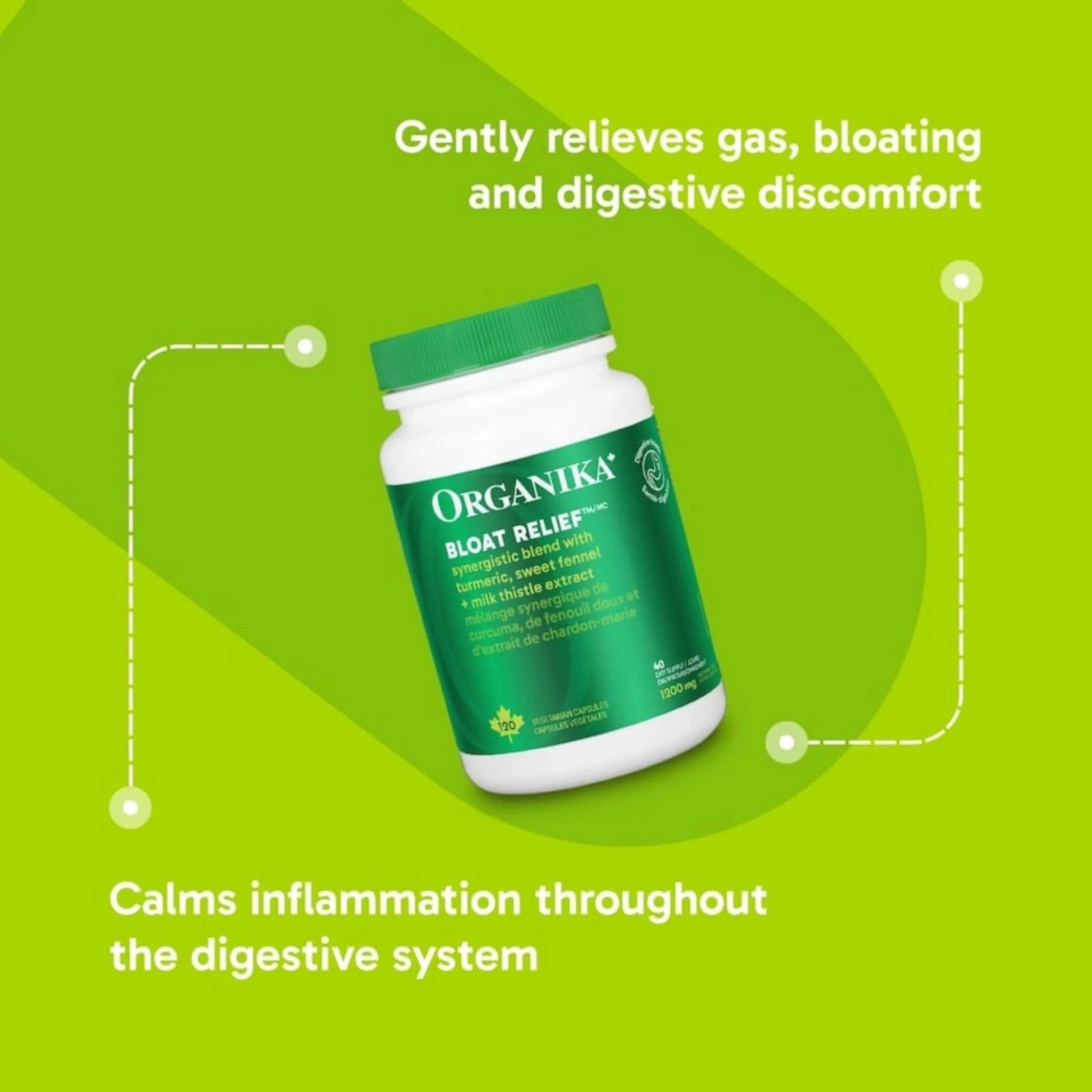 Organika Bloat Relief, Decrease Bloating and Gas, 120 Capsules - Image 6