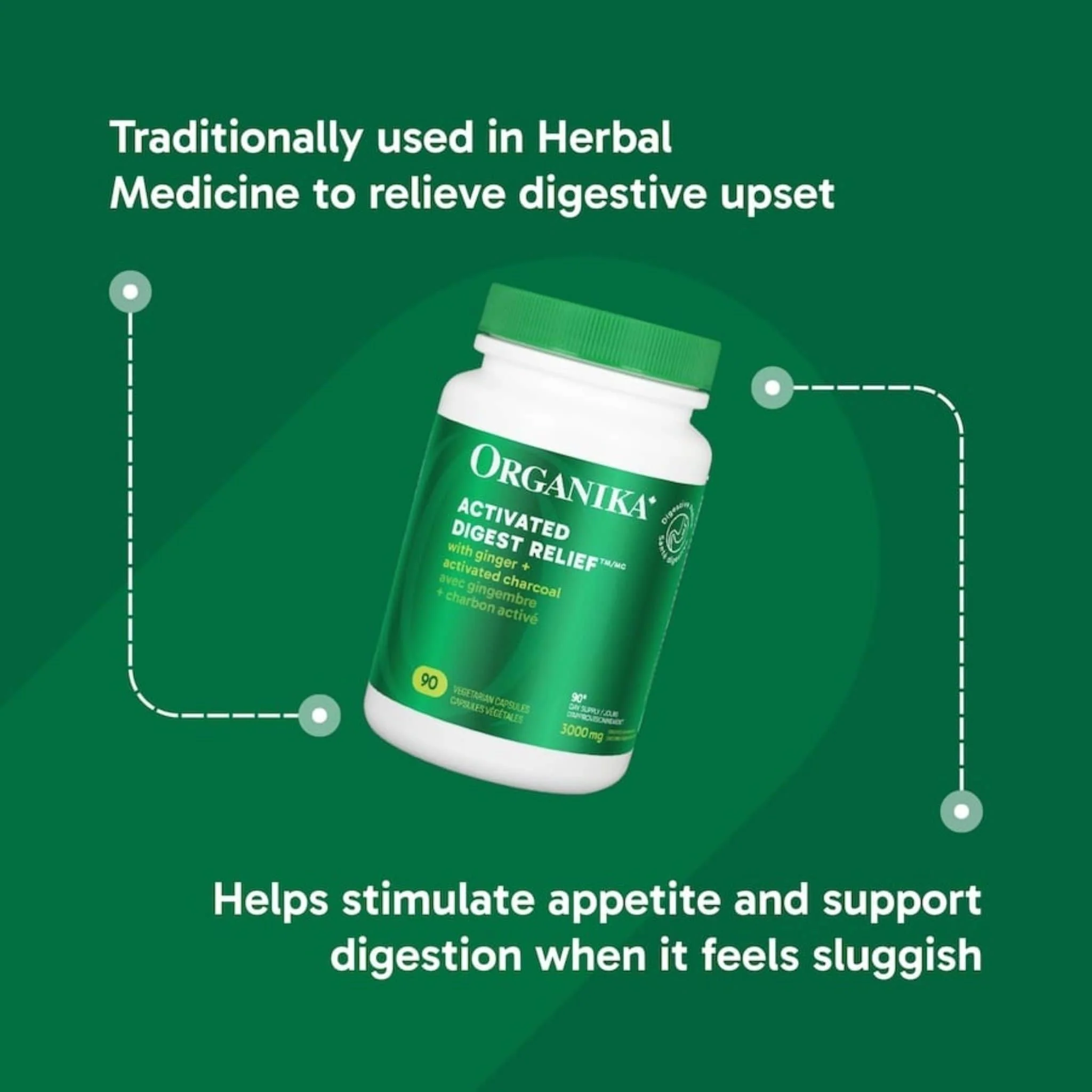 Organika Digest Releif with Activated Charcoal and Ginger Root Extract 25mg, 90 Vegetarian Capsules - Image 10