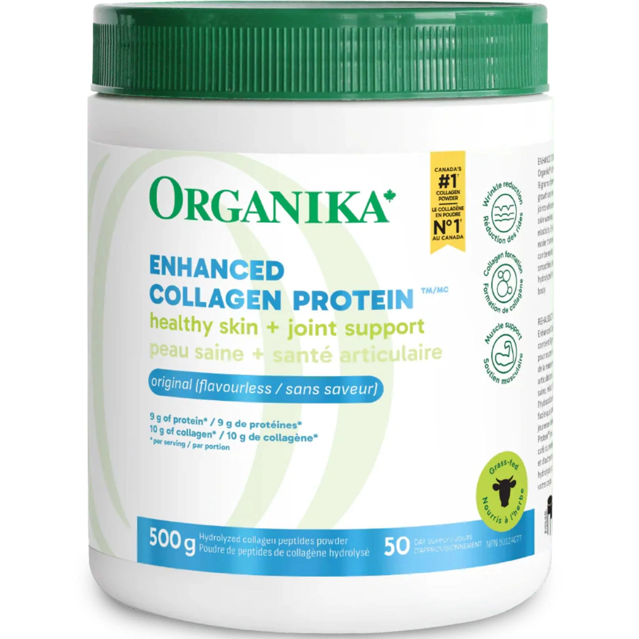Organika Enhanced Collagen Powder (100% flavourless hydrolyzed collagen peptides), 250-500g