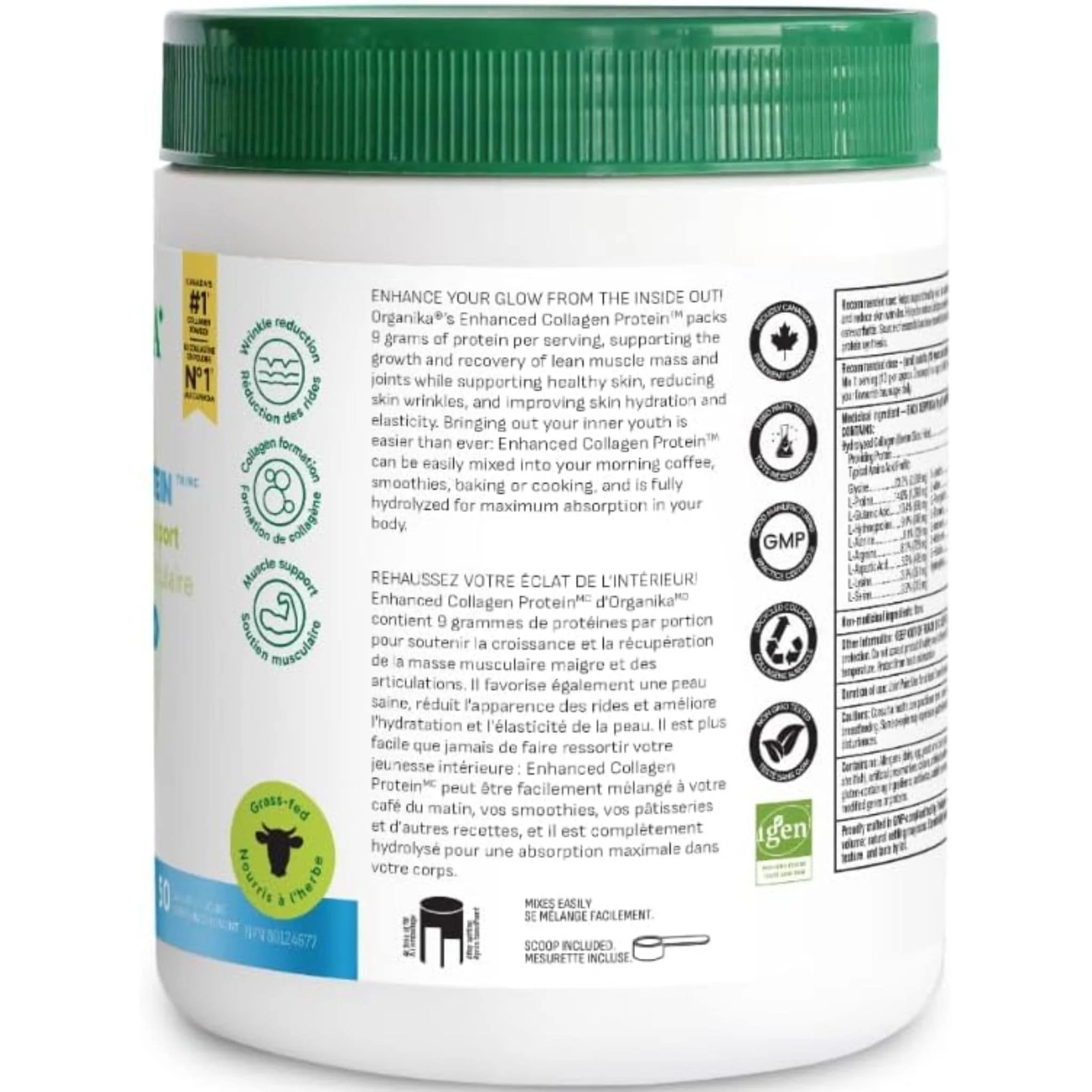 Organika Enhanced Collagen Powder (100% flavourless hydrolyzed collagen peptides), 250-500g - Image 6
