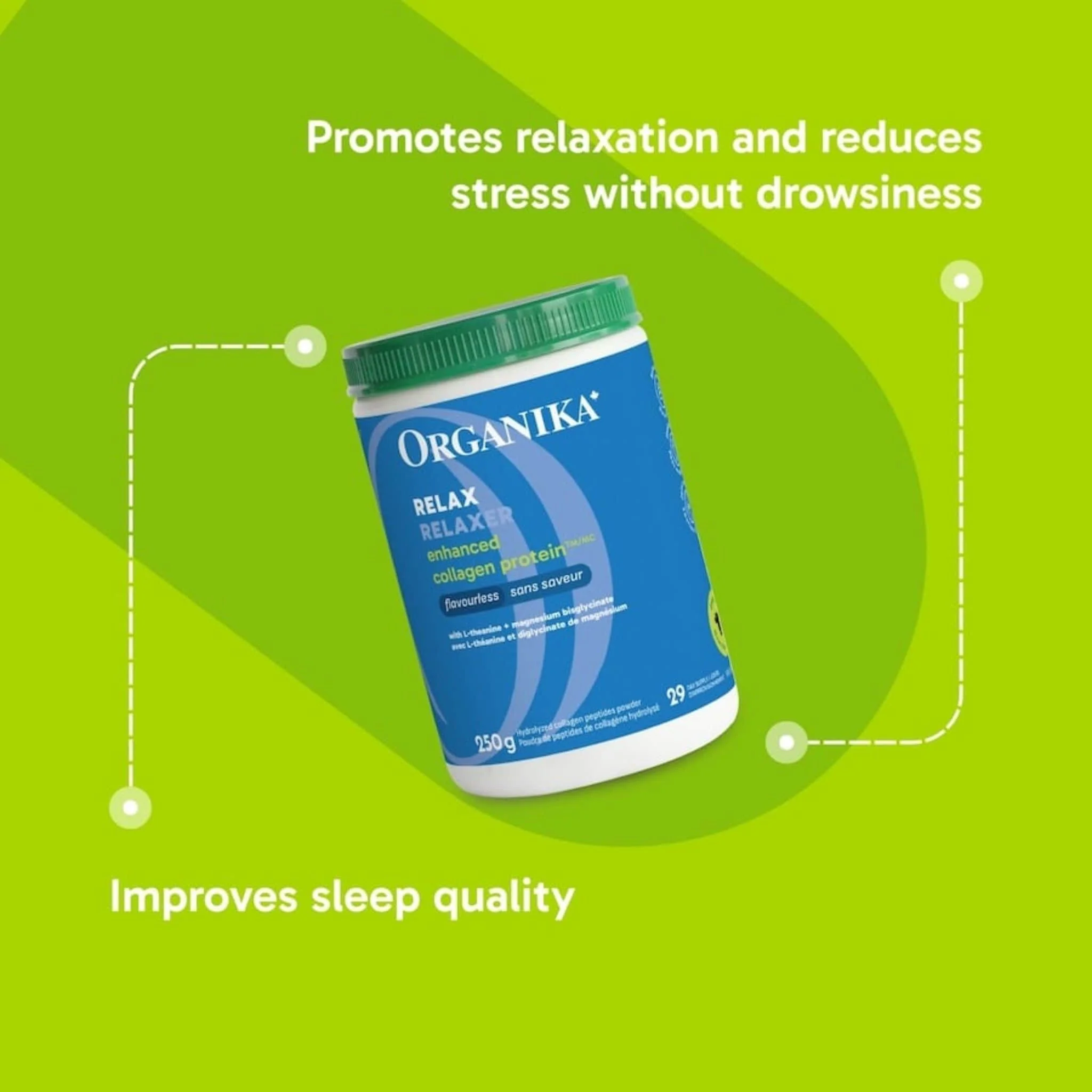 Organika Enhanced Relax Collagen with Magnesium & L-Theanine (Flavourless Hydrolyzed Collagen Peptides), 250g - Image 10