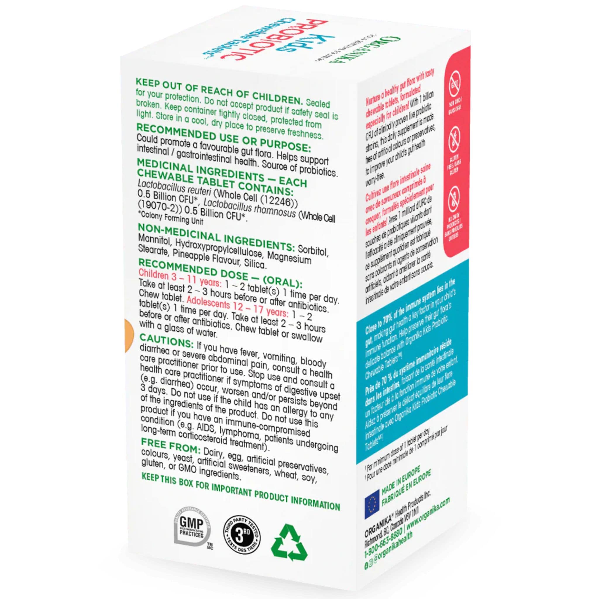 Organika Kids Probiotic 1 Billion CFU, Tropical Pineapple Flavour, 30 Chewable Tablets - Image 2