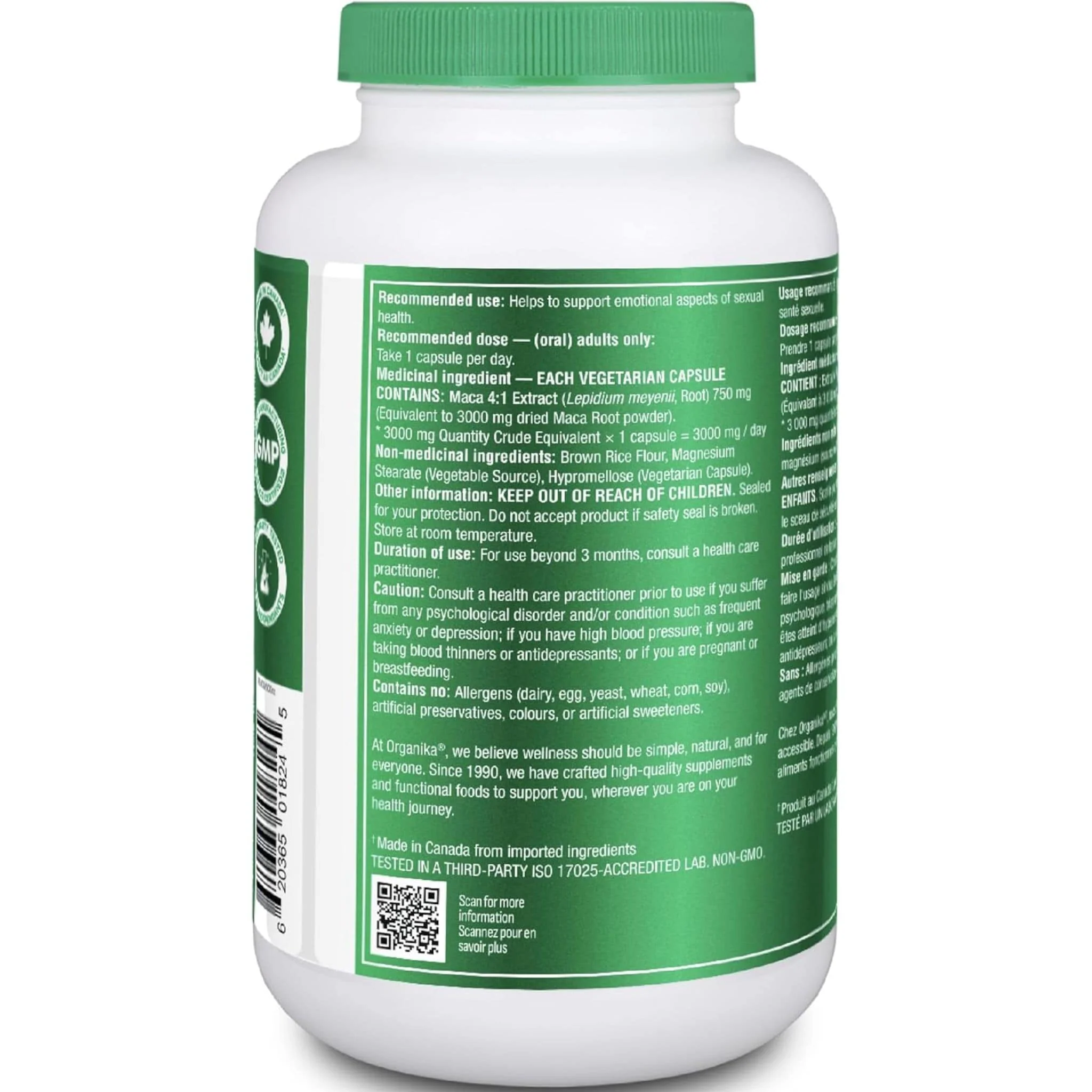 Organika Maca 750mg, 180 Vcaps - Image 2