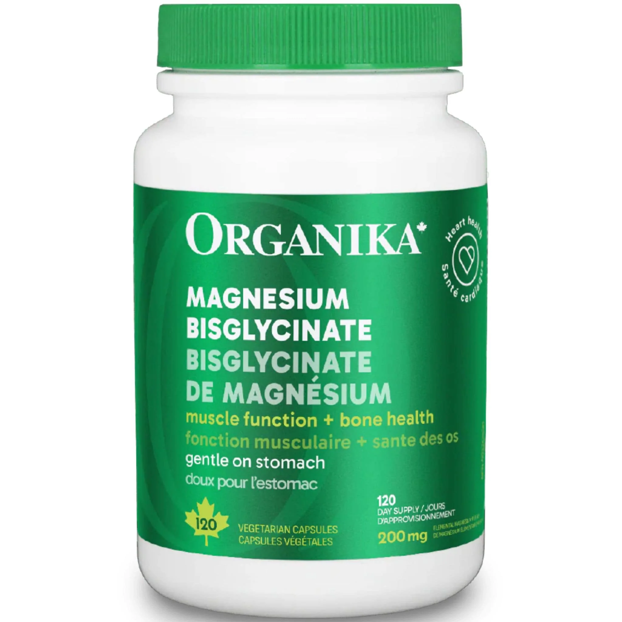 Organika Magnesium Bisglycinate 200mg, 120 Vegetarian Capsules