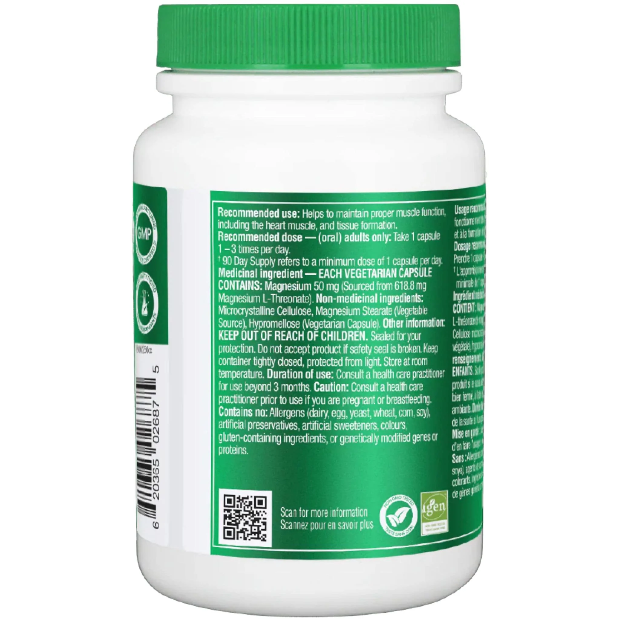 Organika Magnesium L-Threonate 50mg, 90 Vegetarian Capsules - Image 2