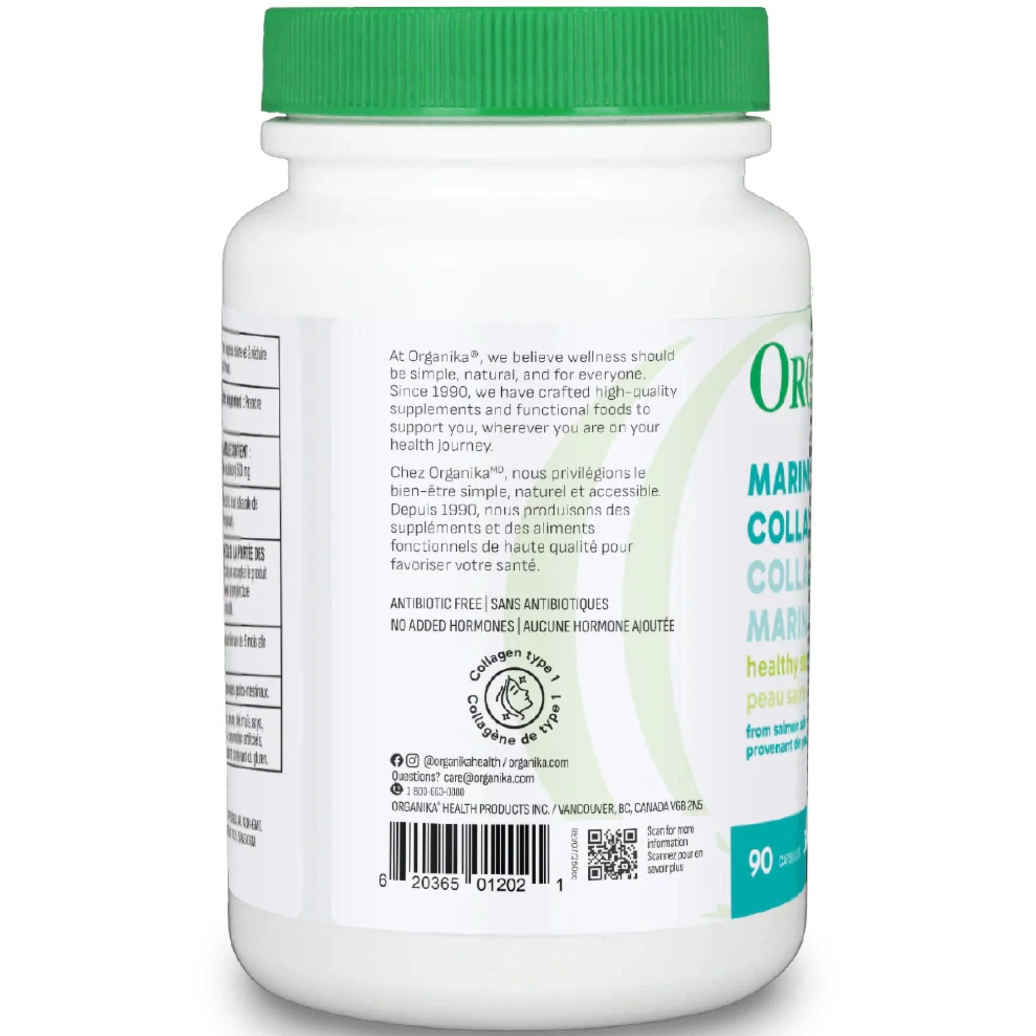 Organika Marine Collagen 1500mg, High Potency, Supports Healthy Skin, 90 Capsules - Image 4