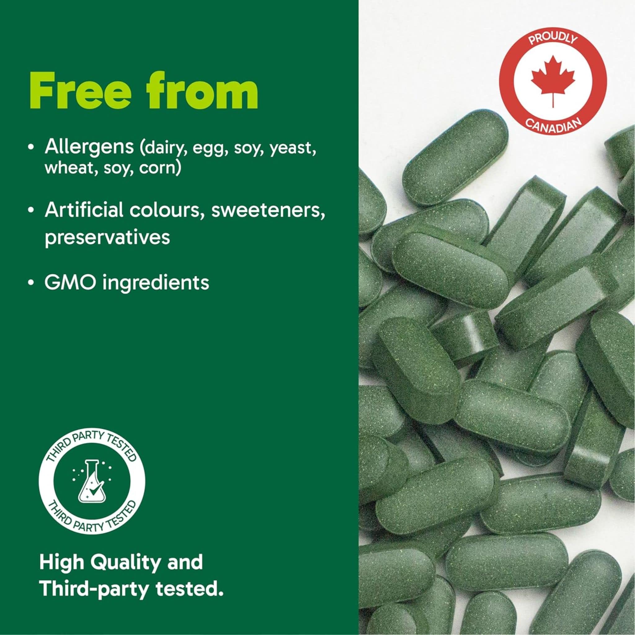 Organika Spirulina 1000mg Tablets,  Blue-Green Algae, 180 Tablets - Image 2