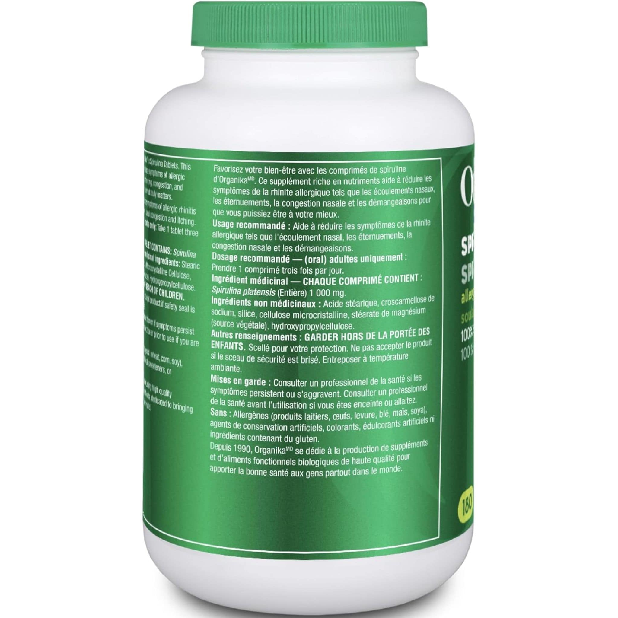 Organika Spirulina 1000mg Tablets,  Blue-Green Algae, 180 Tablets - Image 9