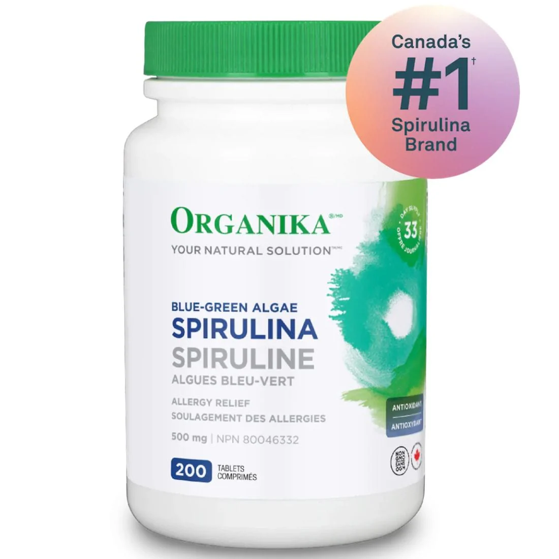 Organika Spirulina 500mg 100% Pure (Blue-Green Algae)