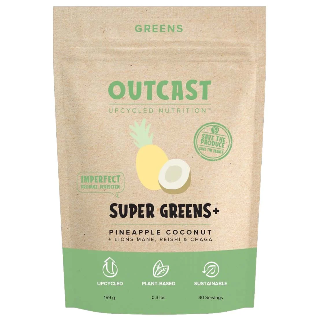 Outcast Super Greens+, 159g Bag - Image 2