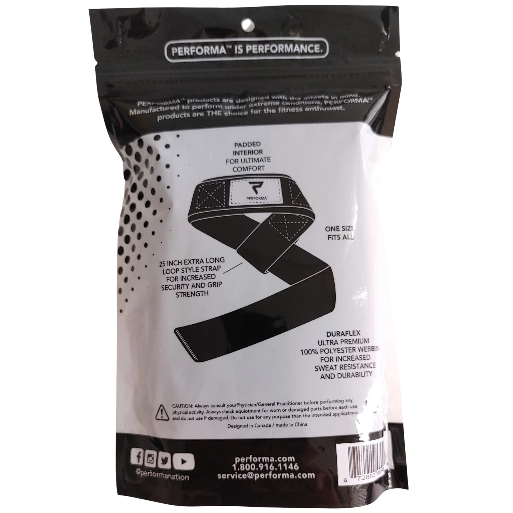 PERFORMA Lifting Straps, Black & White, Clearance, Final Sale - Image 3