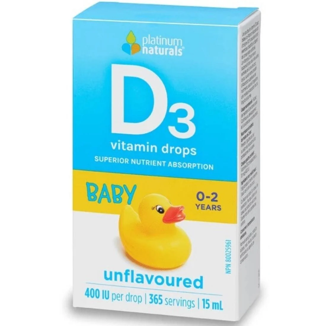 Platinum Vitamin D3 Drops for Babies 400IU (0-2 yrs), 15ml (365 Drops) - Image 2