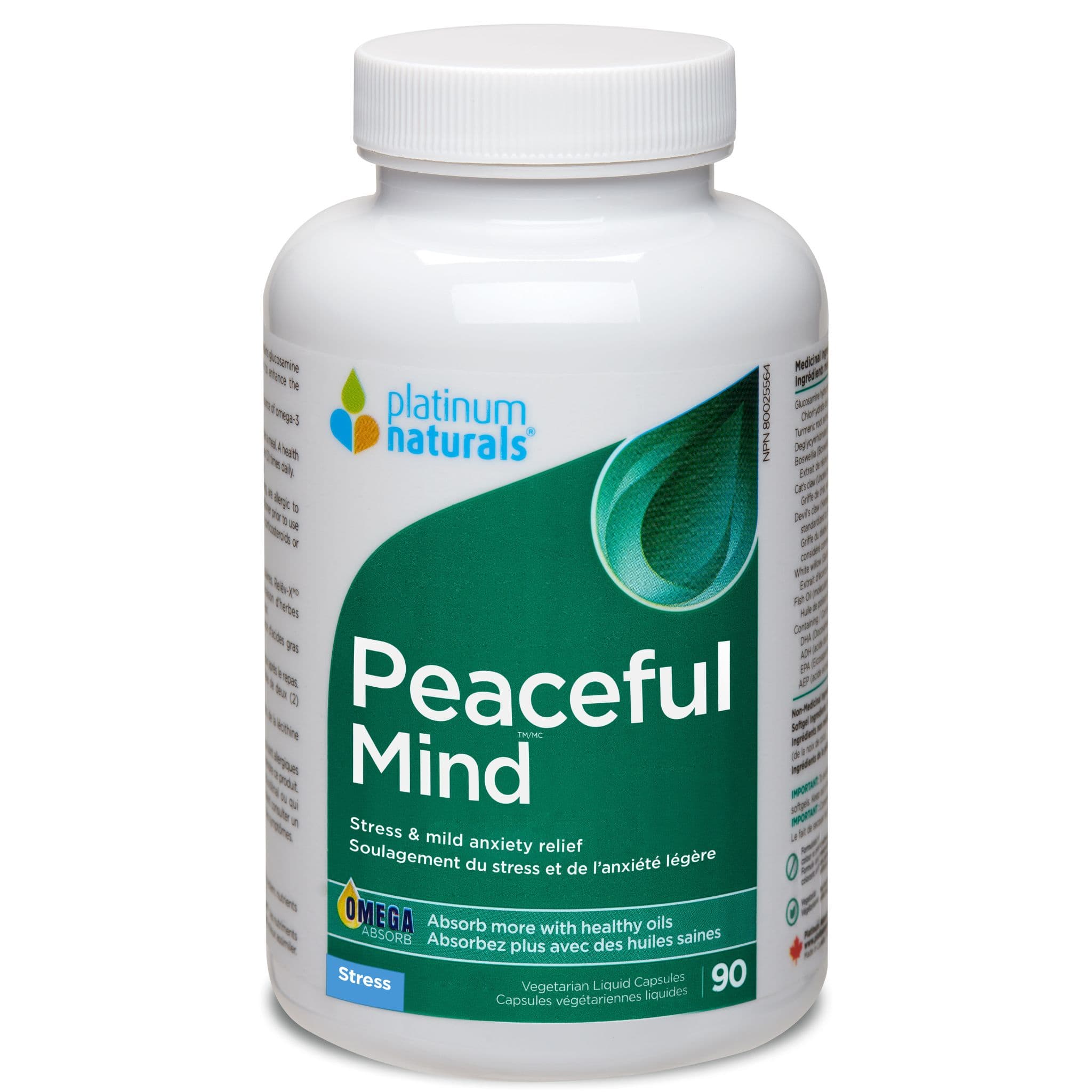 Platinum Naturals Peaceful Mind, Helps Relieve Mild Anxiety and Stress, 30-90 Softgels - Image 2
