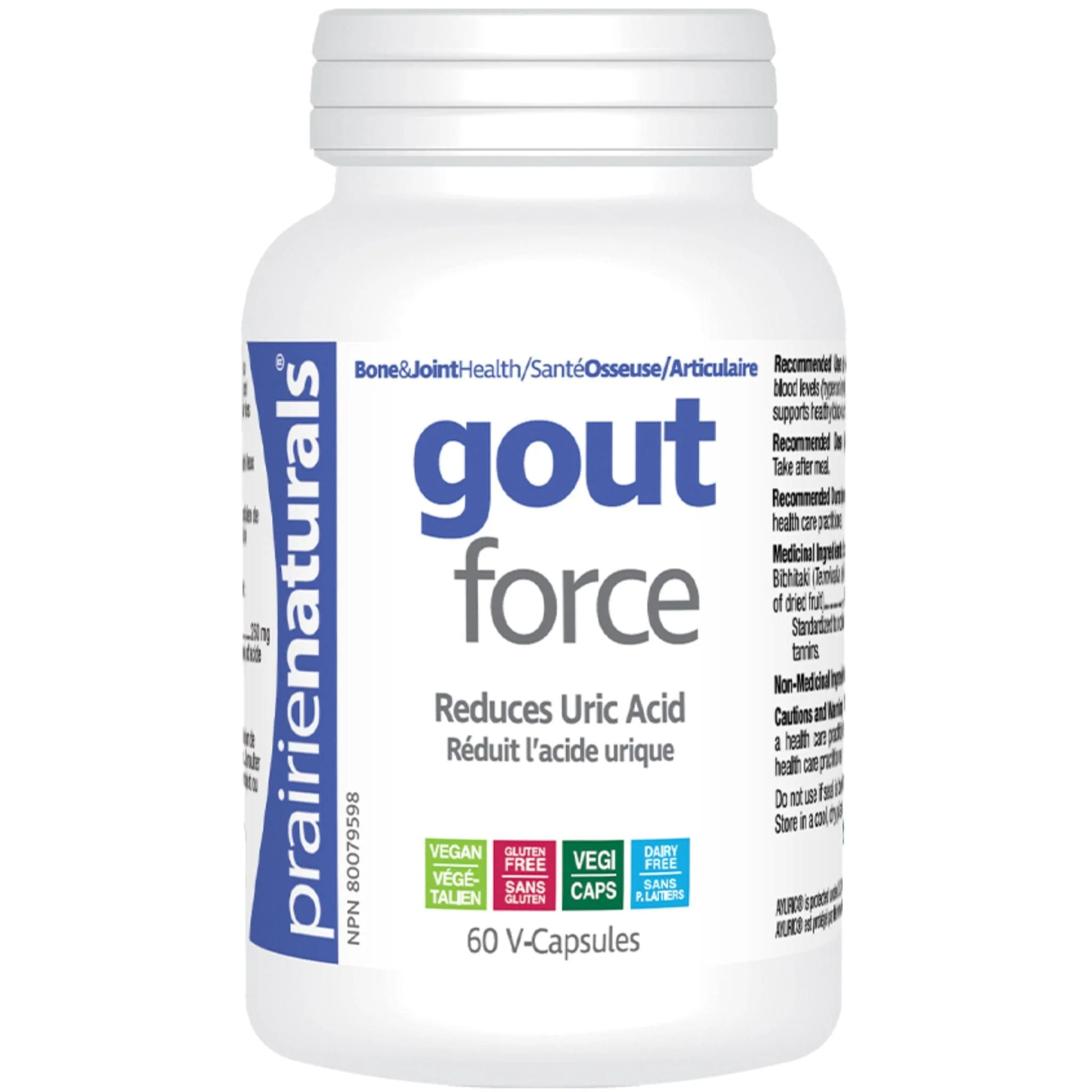 Prairie Naturals Gout Force, Helps with inflammation to reduce painful flare-ups, 60 V-Capsules