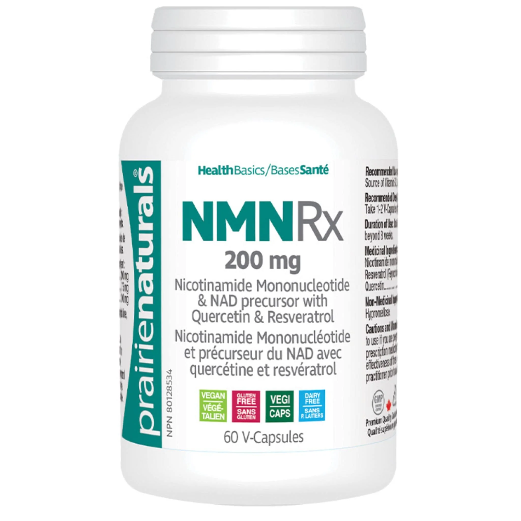 Prairie Naturals NMN Rx (Nicotinamide Mononucleotide) 200mg, with Quercetin + Resveratrol Capsules - Image 2