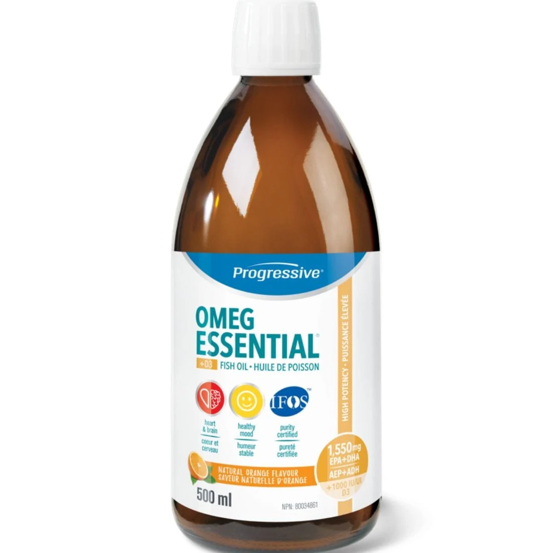 Progressive OmegEssential + D, High Potency Fish Oil Liquid