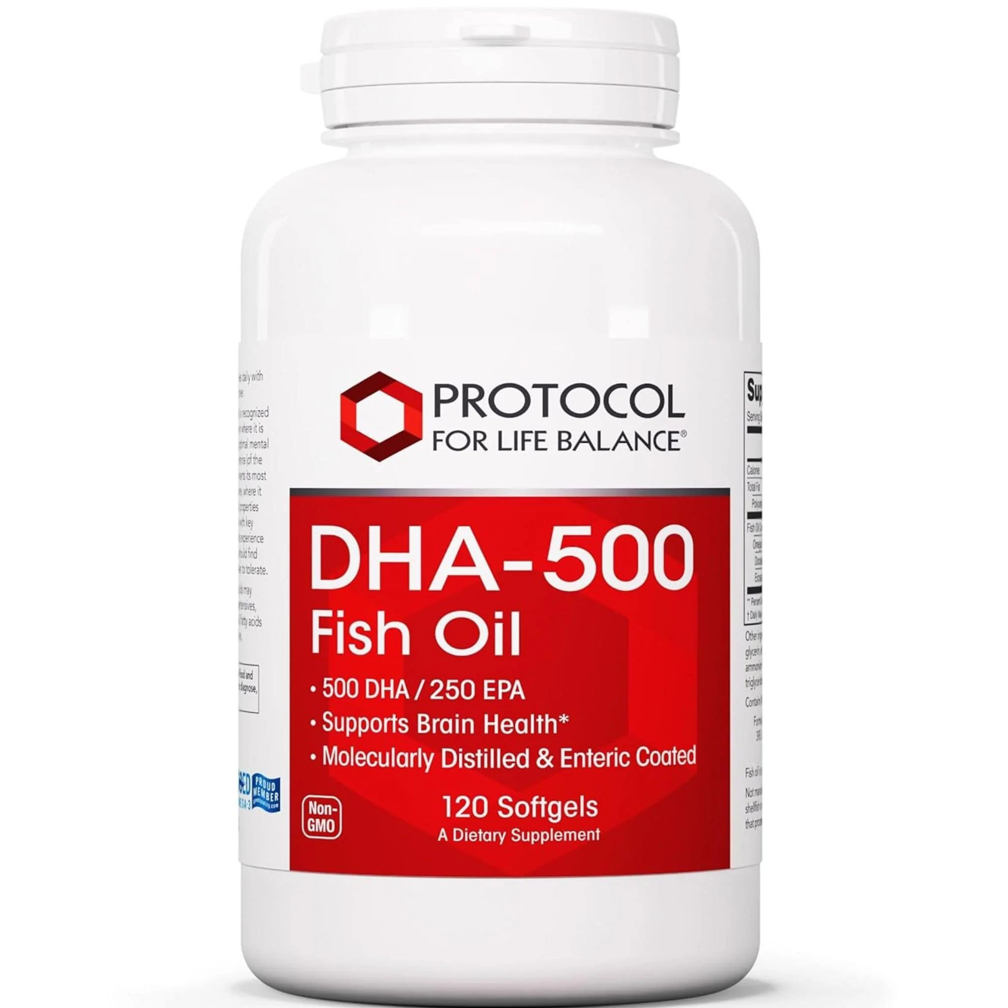 Protocol For Life Balance DHA-500 Fish Oil, 500mg DHA and 250mg EPA, 120 Softgels - Image 2