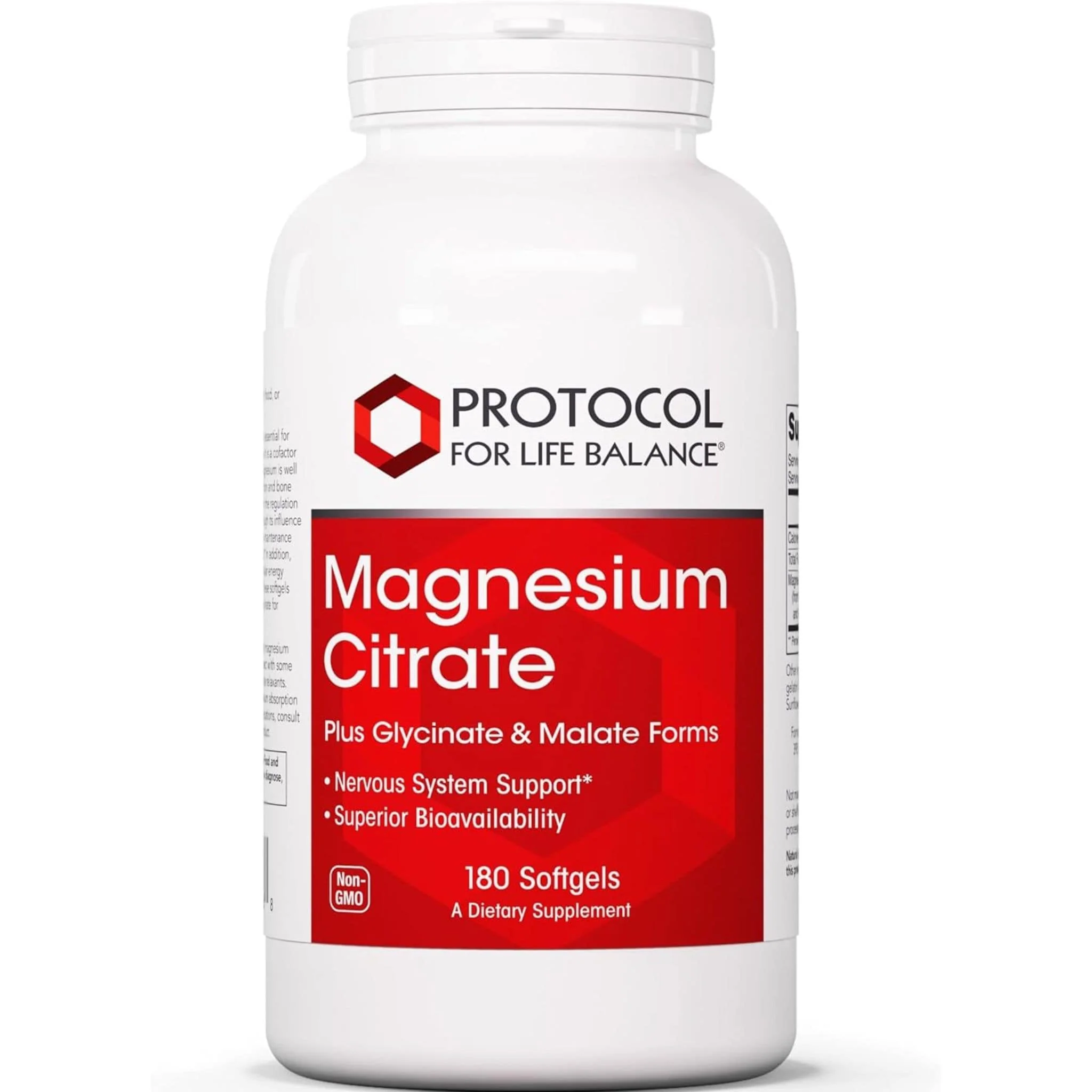 Protocol For Life Balance Magnesium Citrate 400mg, Plus Glycinate and Malate Forms, 180 Softgels