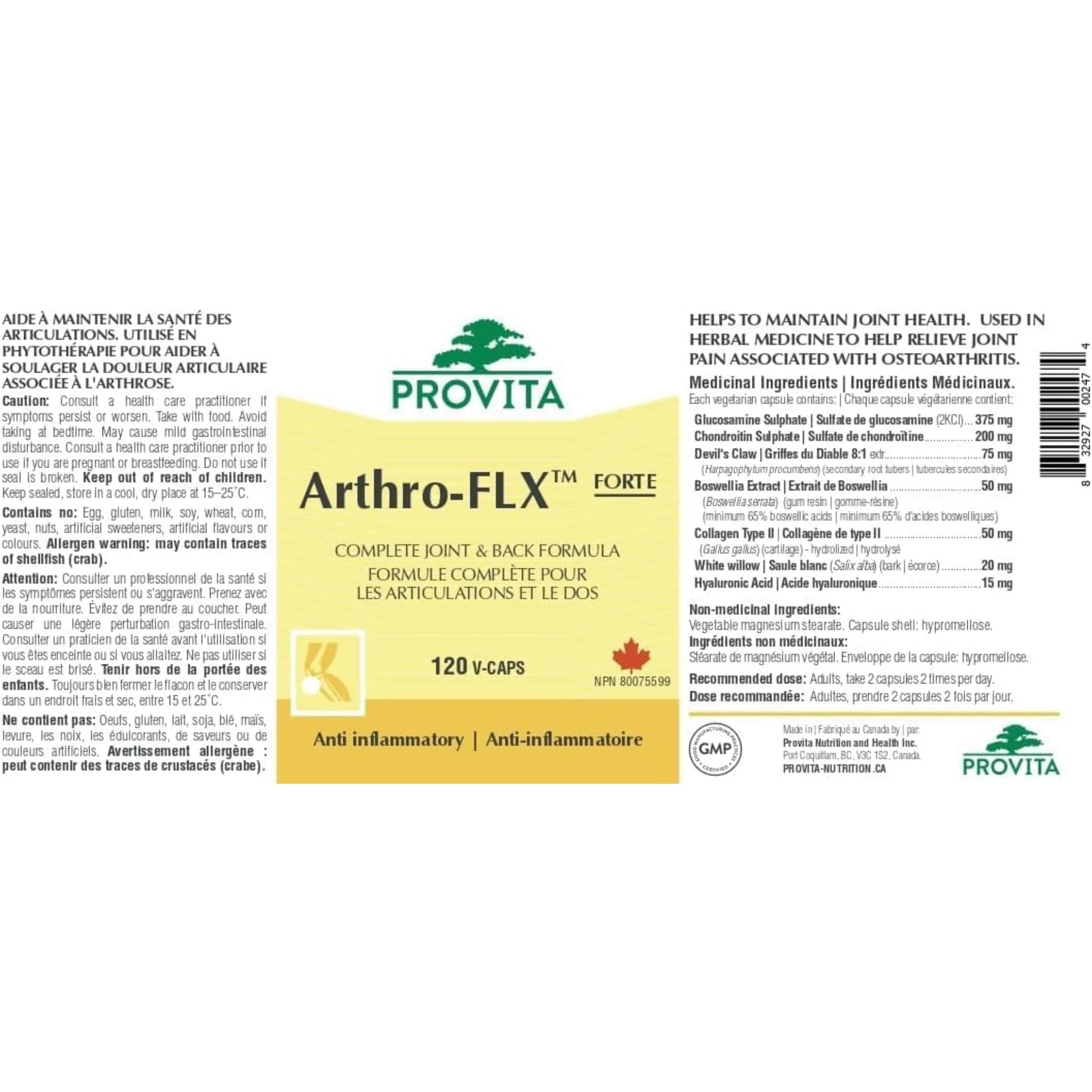 Provita Arthro-FLX Forte, 120 Caps - Image 2