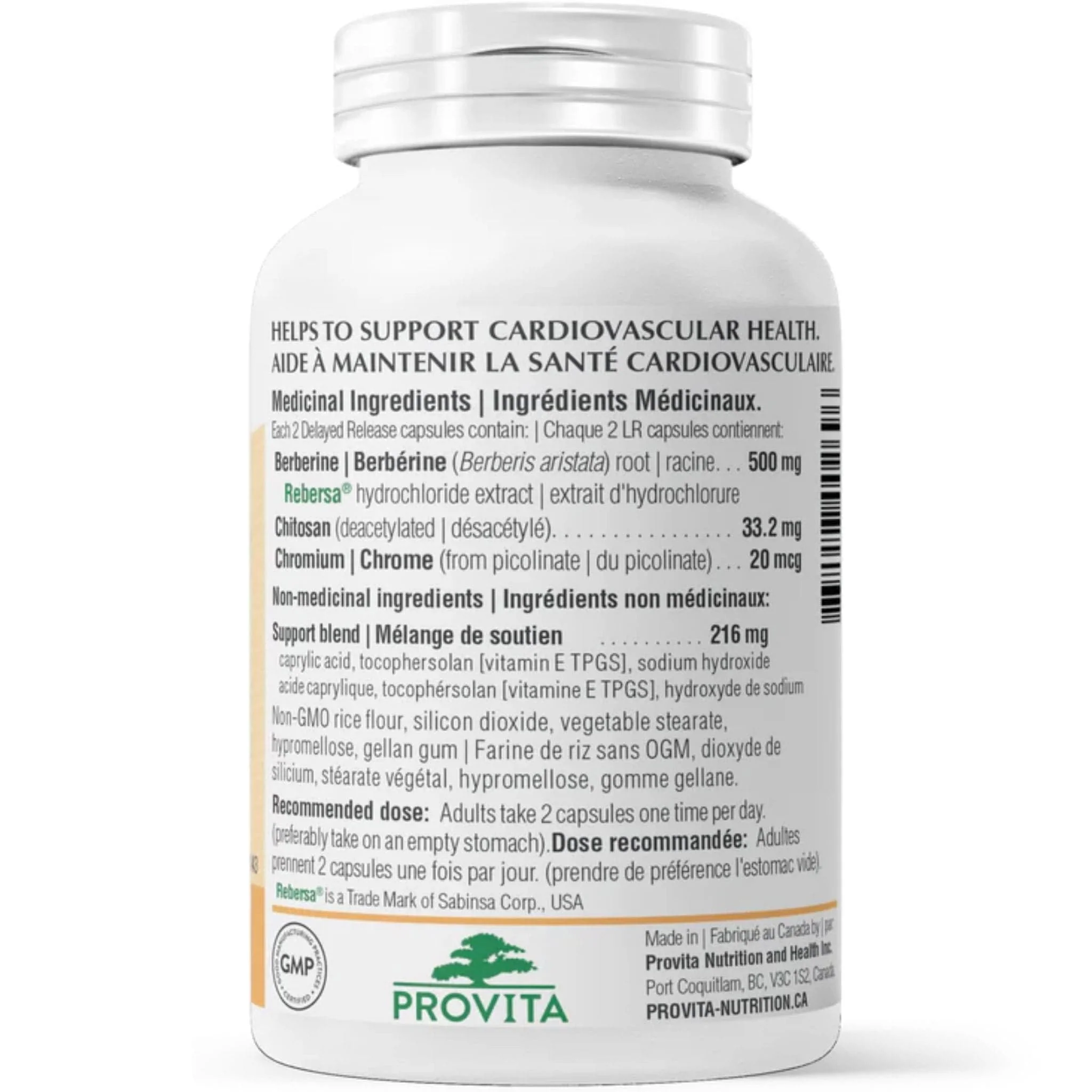 Provita Berberine TPGS 500mg Berberine with Chitosan, Chromium and Caprylic Acid, 60 Delayed Release Capsules - Image 3