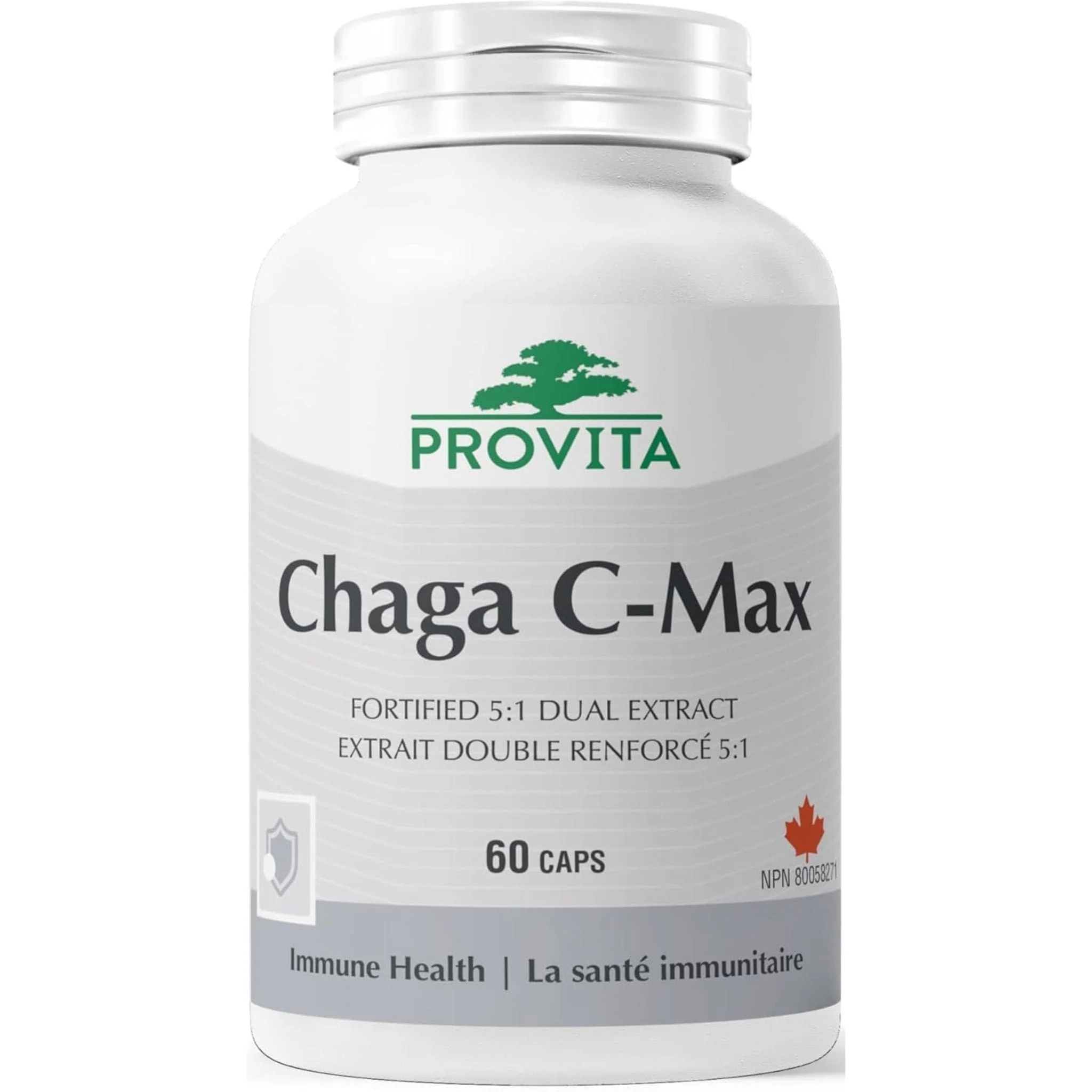 Provita Chaga C-Max, 5:1 Concentrated Chaga Mushroom, 60 Capsules