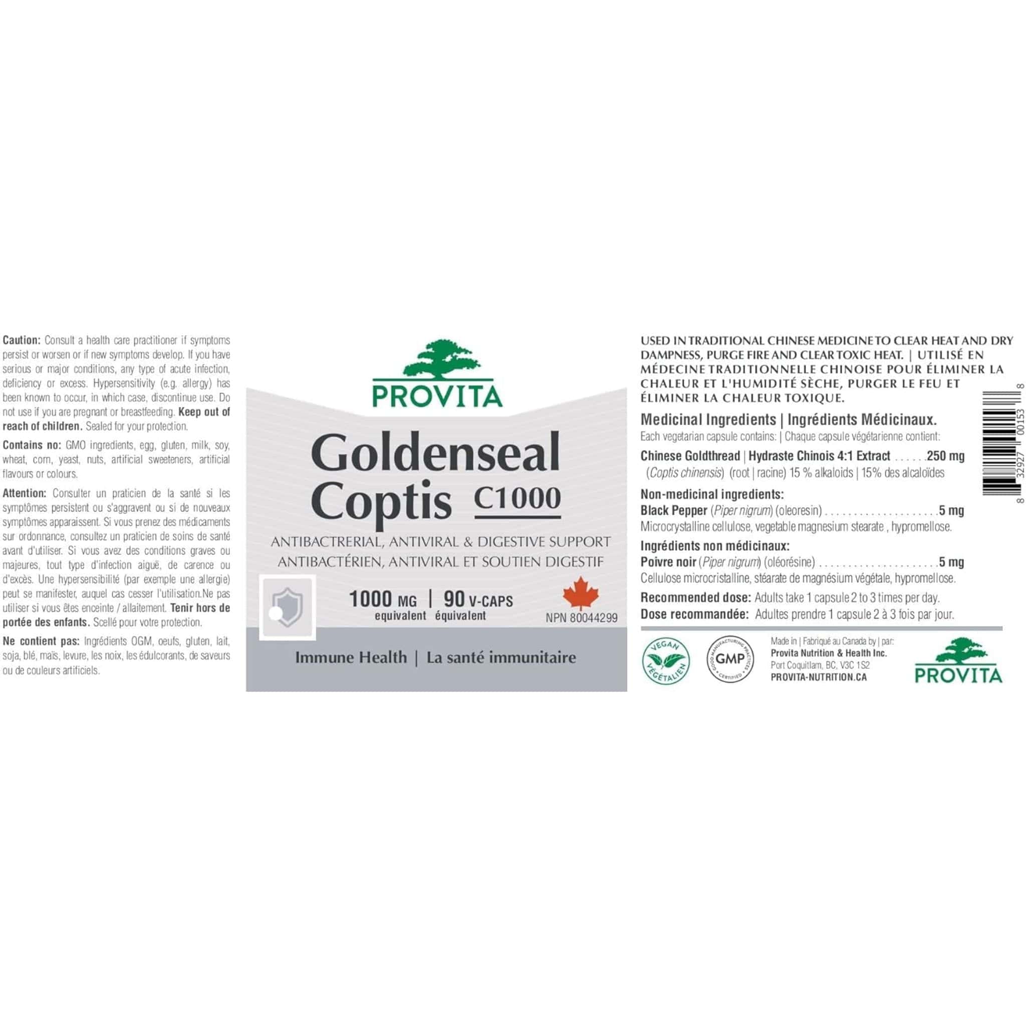 Provita Goldenseal Coptis C1000, 90 Capsules - Image 5