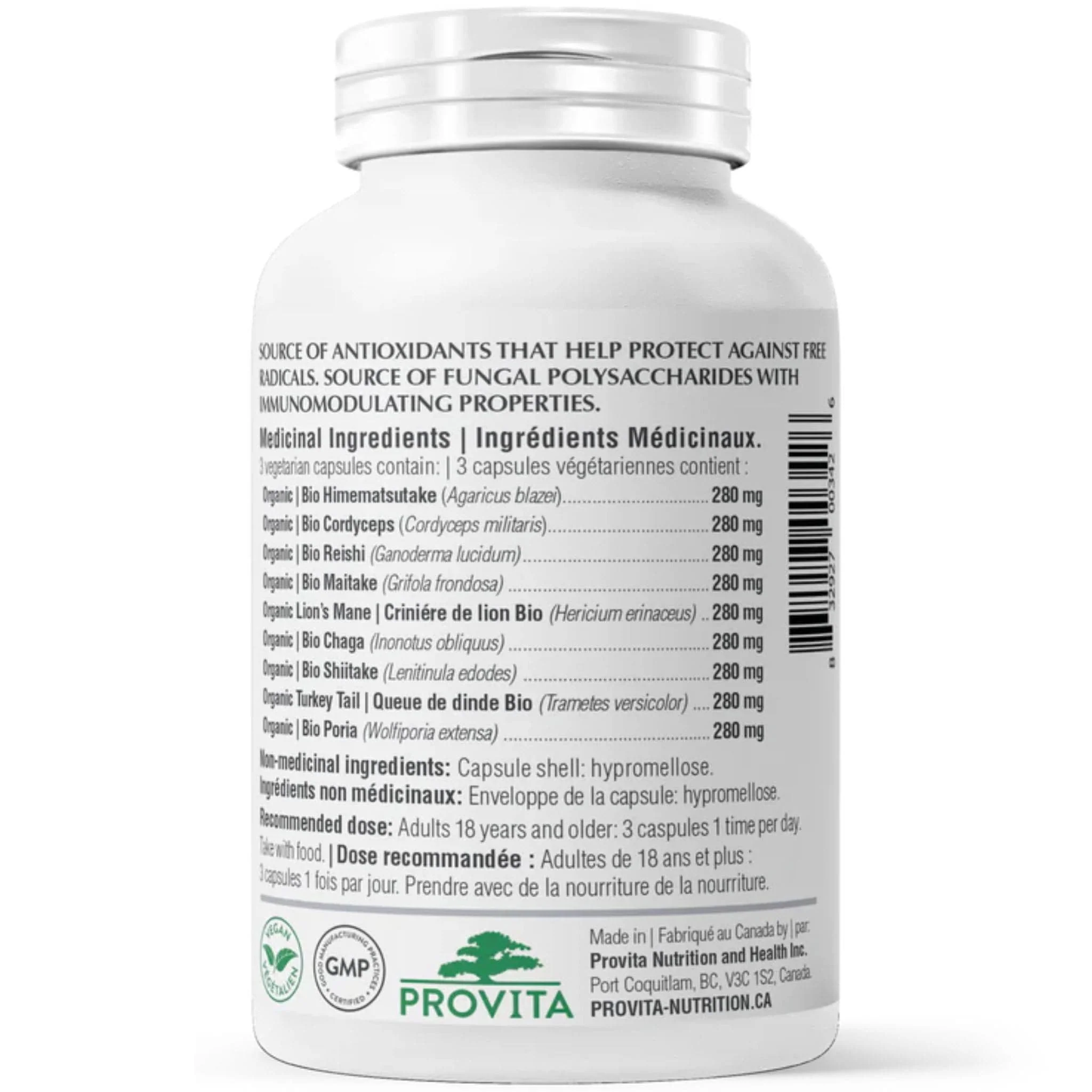 Provita Immune 9 Complex, Full-Spectrum Blend of 9 Organic Medicinal Mushrooms with Reishi and Cordyceps for Immune Support, 90 Vegetable Capsules - Image 3