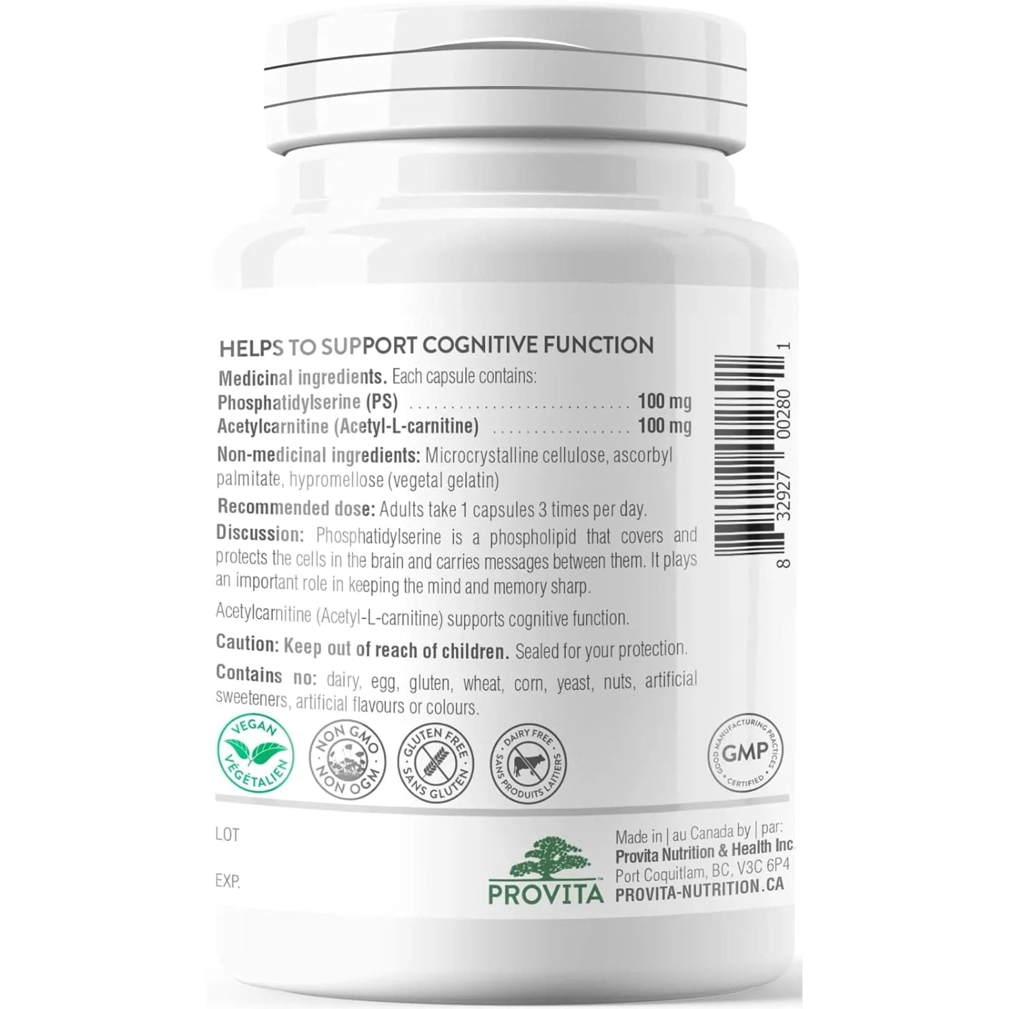 Provita PS-100+ Phosphatidylserine with Acetyl-L-Carnitine, 60 Capsules - Image 2
