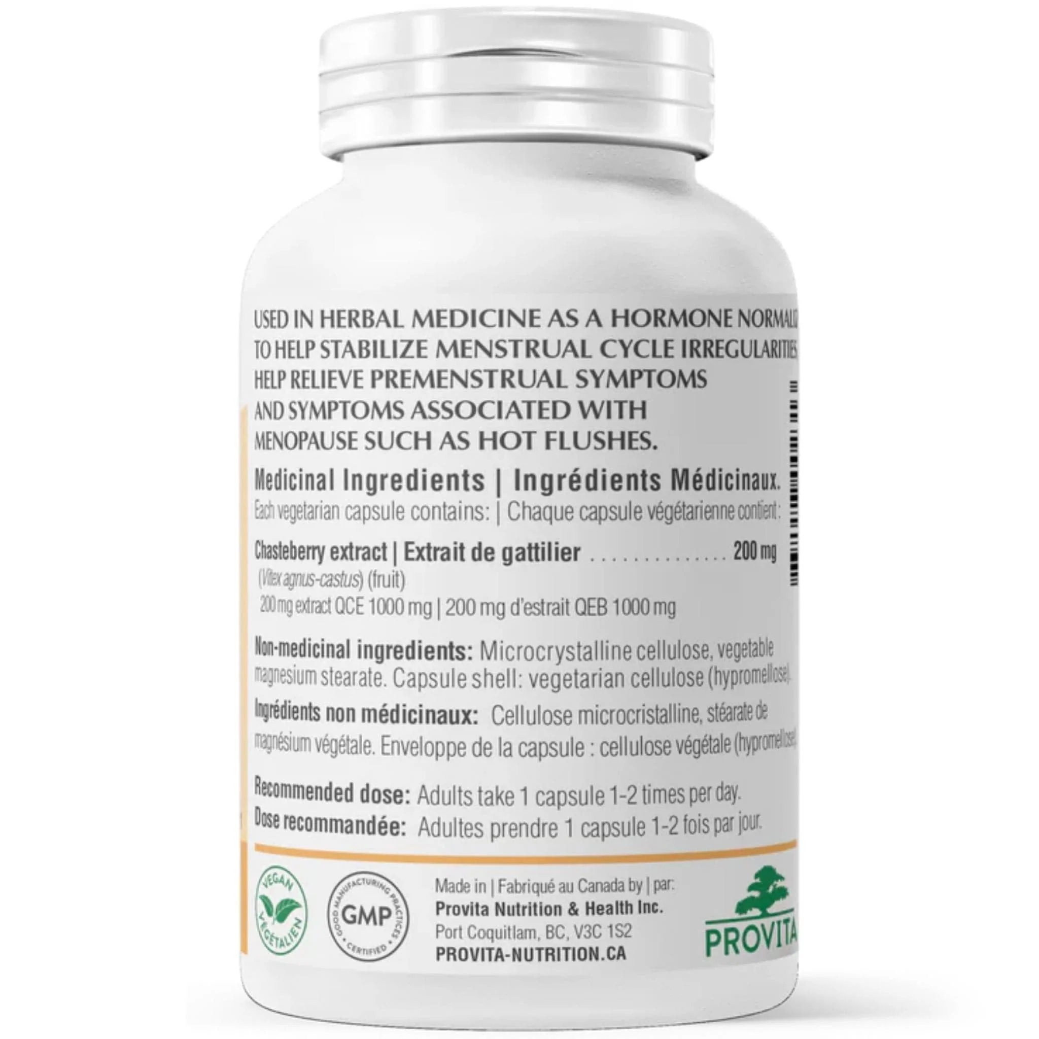 Provita Vitexin Pro, High Potency Vitex 200mg, 5:1 Concentrated 1000mg Chasteberry, 60 Capsules - Image 2