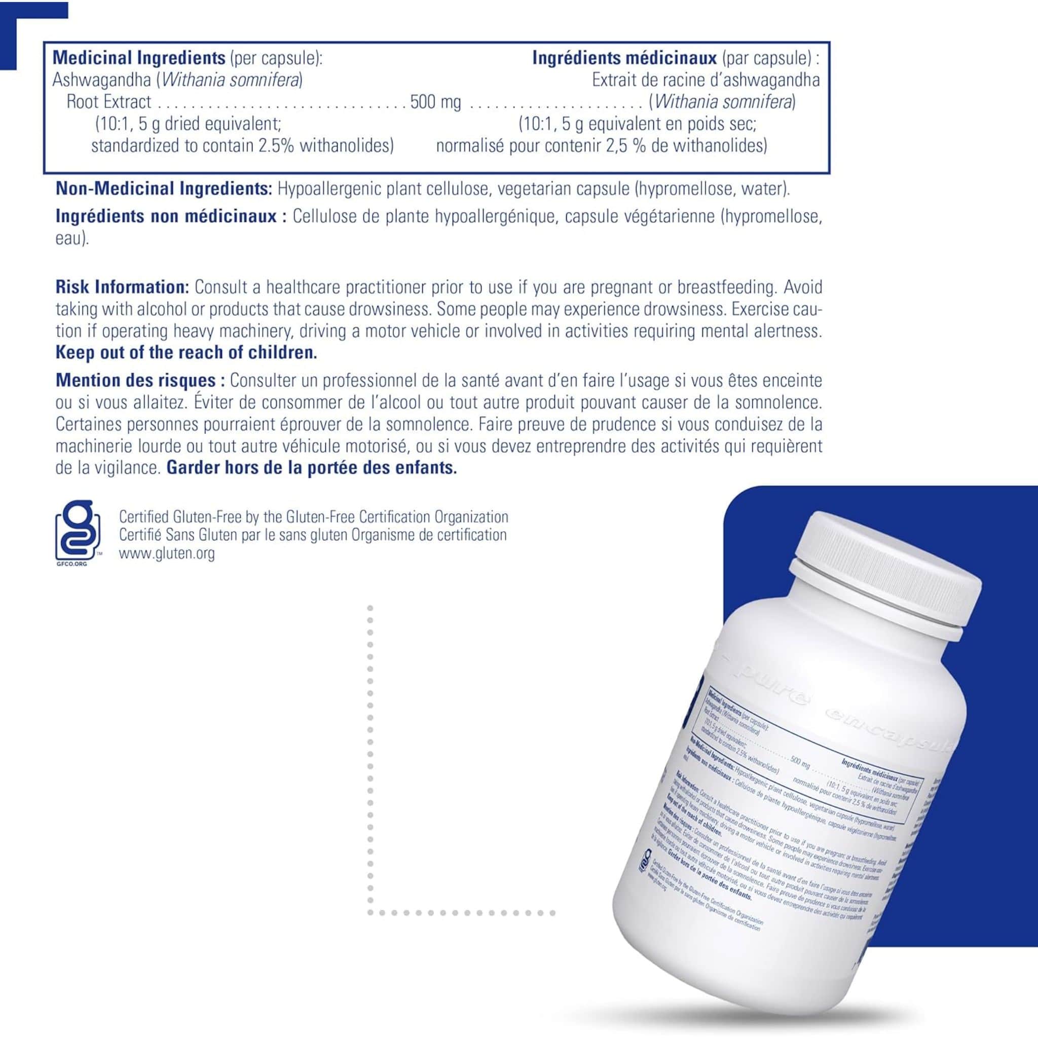 Pure Encapsulations Ashwagandha 500mg, Supports Stress Relief Naturally, 120 Capsules - Image 4
