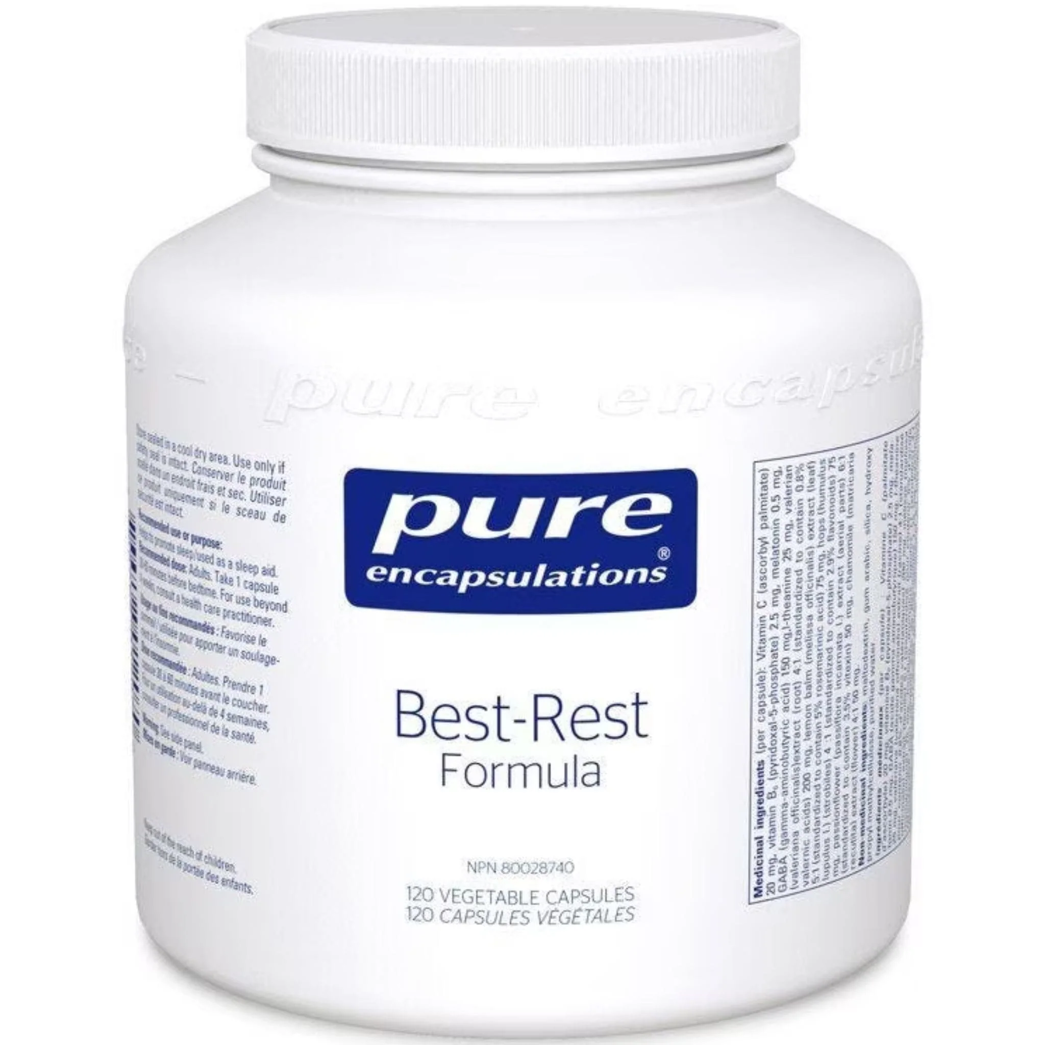 Pure Encapsulations Best-Rest Formula, Nighttime Sleep Aid with GABA, Melatonin and Calming Herbs, 120 Vegetable Capsules