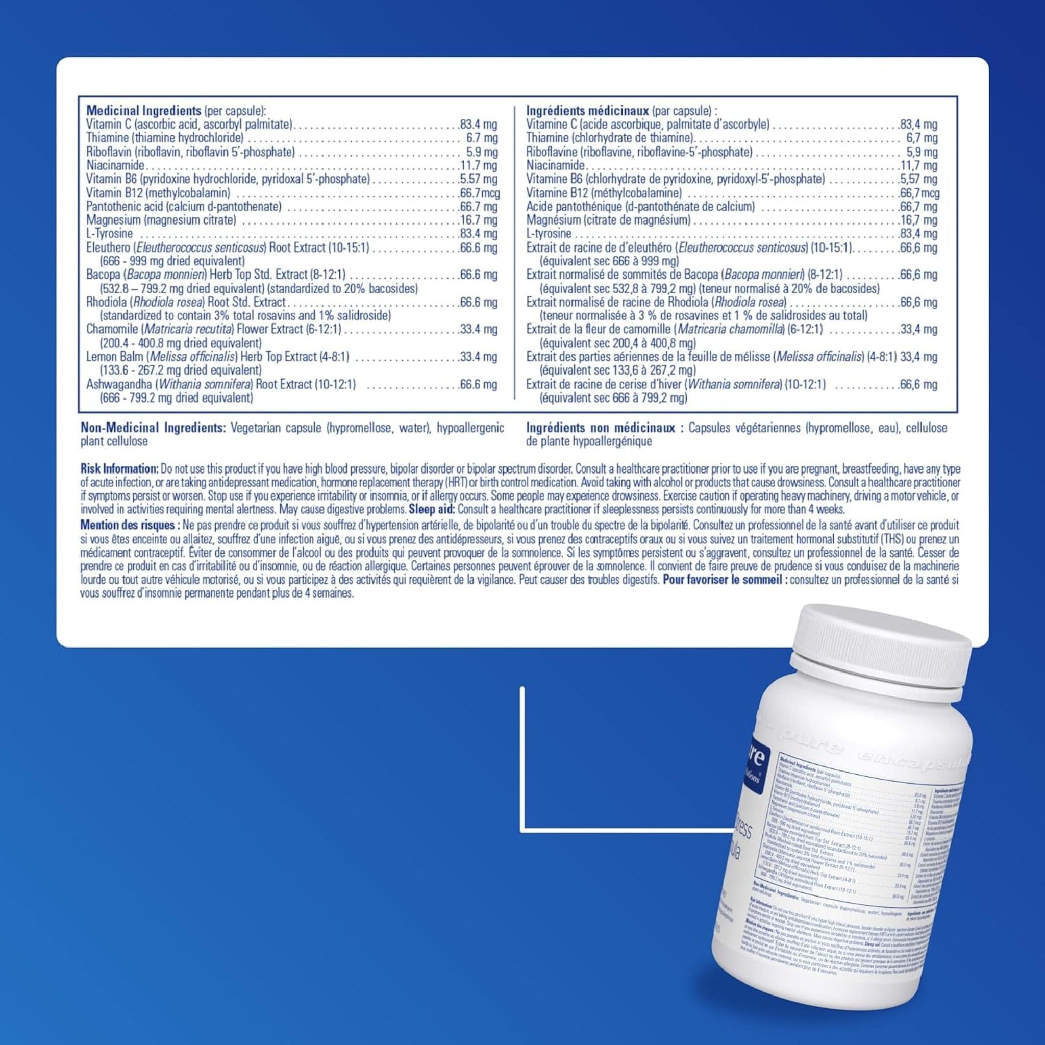 Pure Encapsulations Daily Stress Formula, Vitamin and Herbal Adaptogen Blend for Natural Stress Relief, 90 Capsules - Image 4