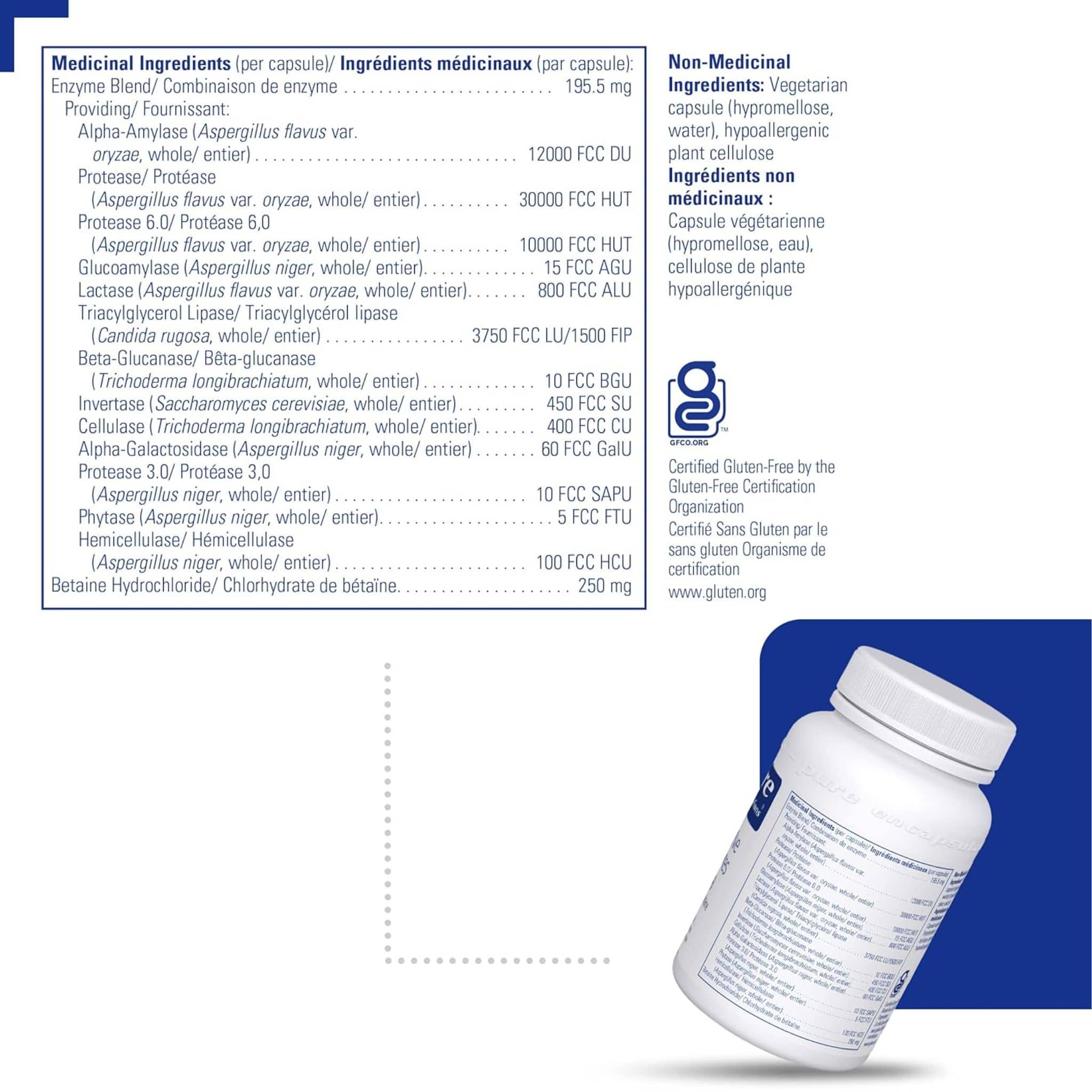 Pure Encapsulations Digestive Enzymes Ultra with Betaine HCL 250mg, 90 Capsules - Image 3