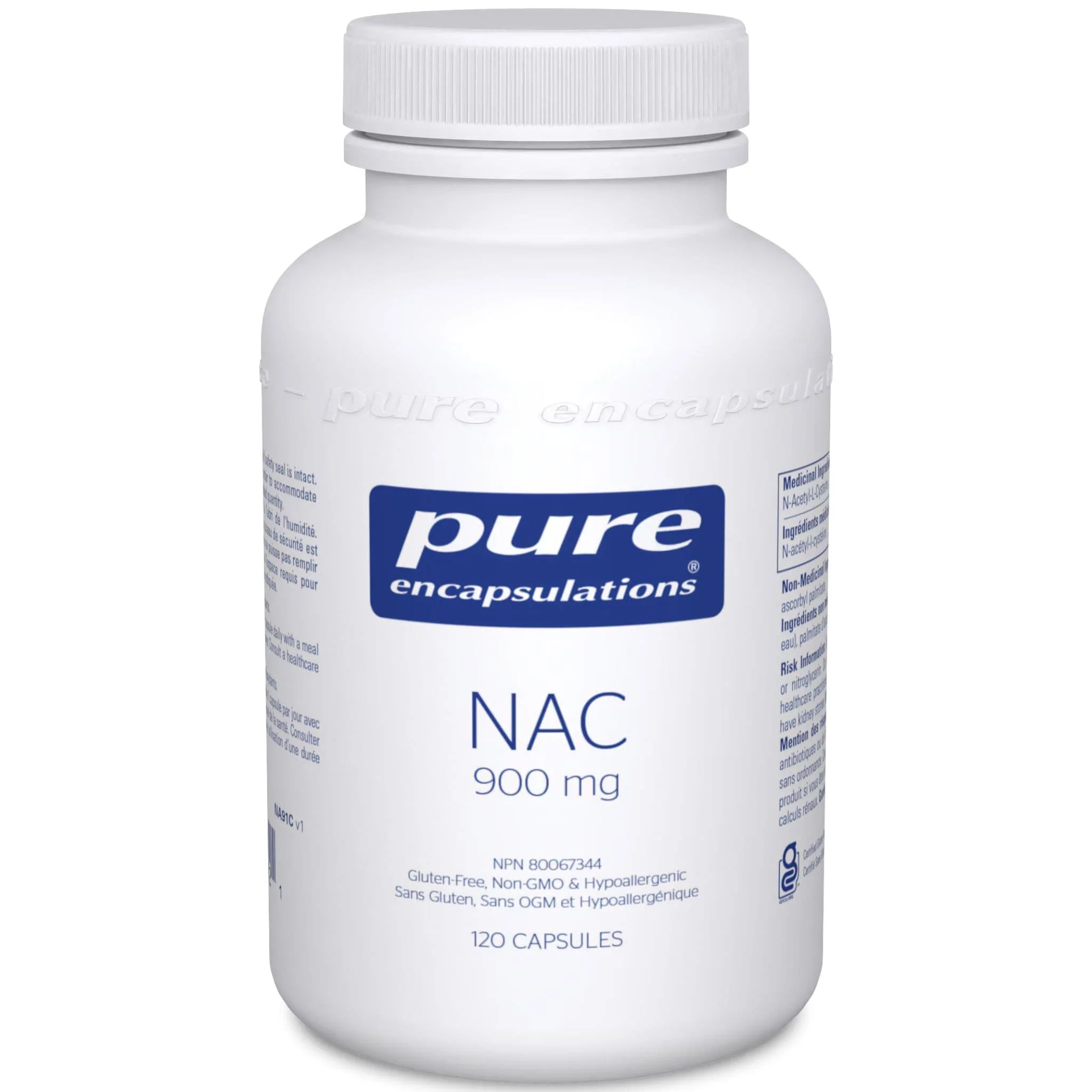 Pure Encapsulations NAC 900mg, N-Acetyl-L-Cysteine, Supports Glutathione, Antioxidant and Lung Health, 120 Capsules