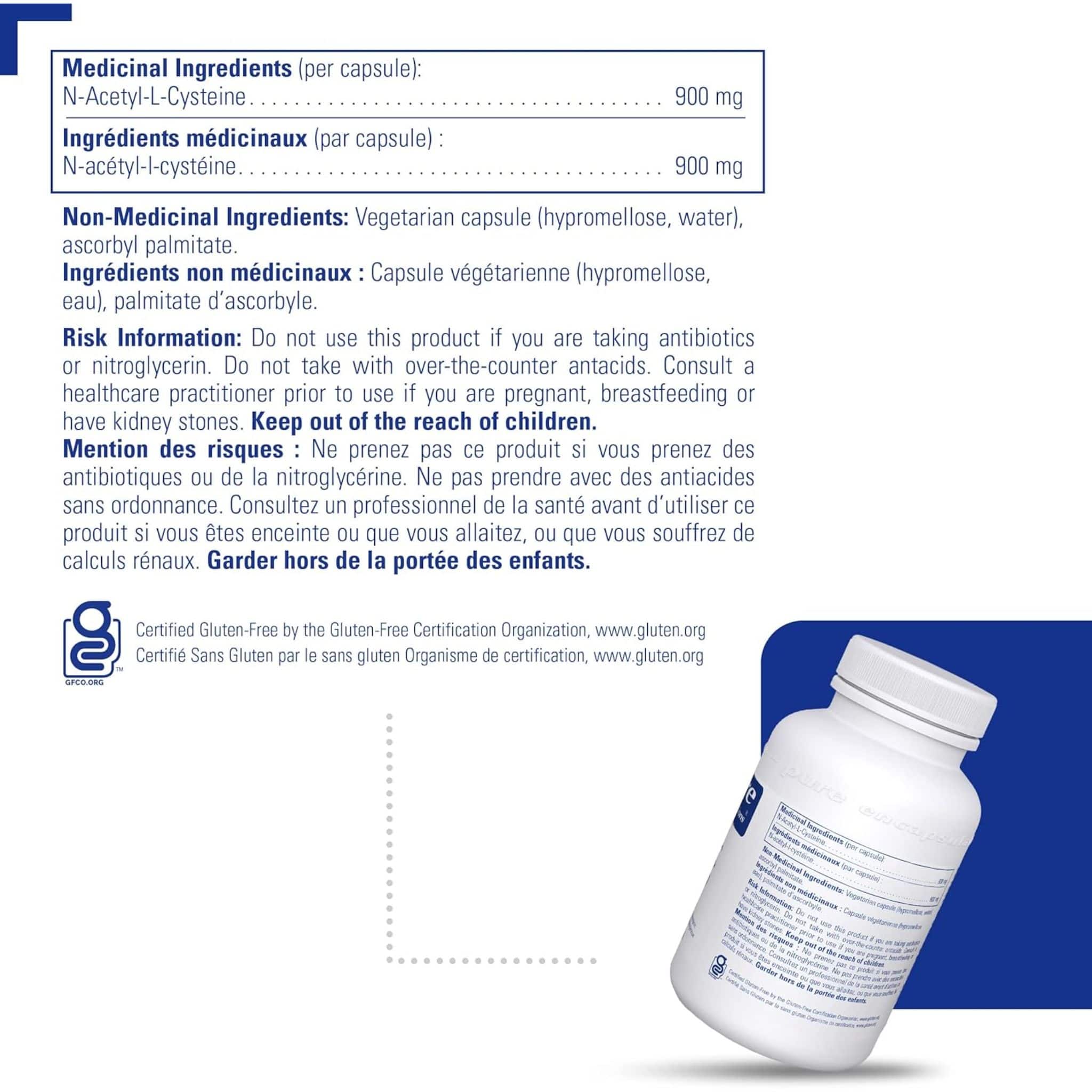 Pure Encapsulations NAC 900mg, N-Acetyl-L-Cysteine, Supports Glutathione, Antioxidant and Lung Health, 120 Capsules - Image 4