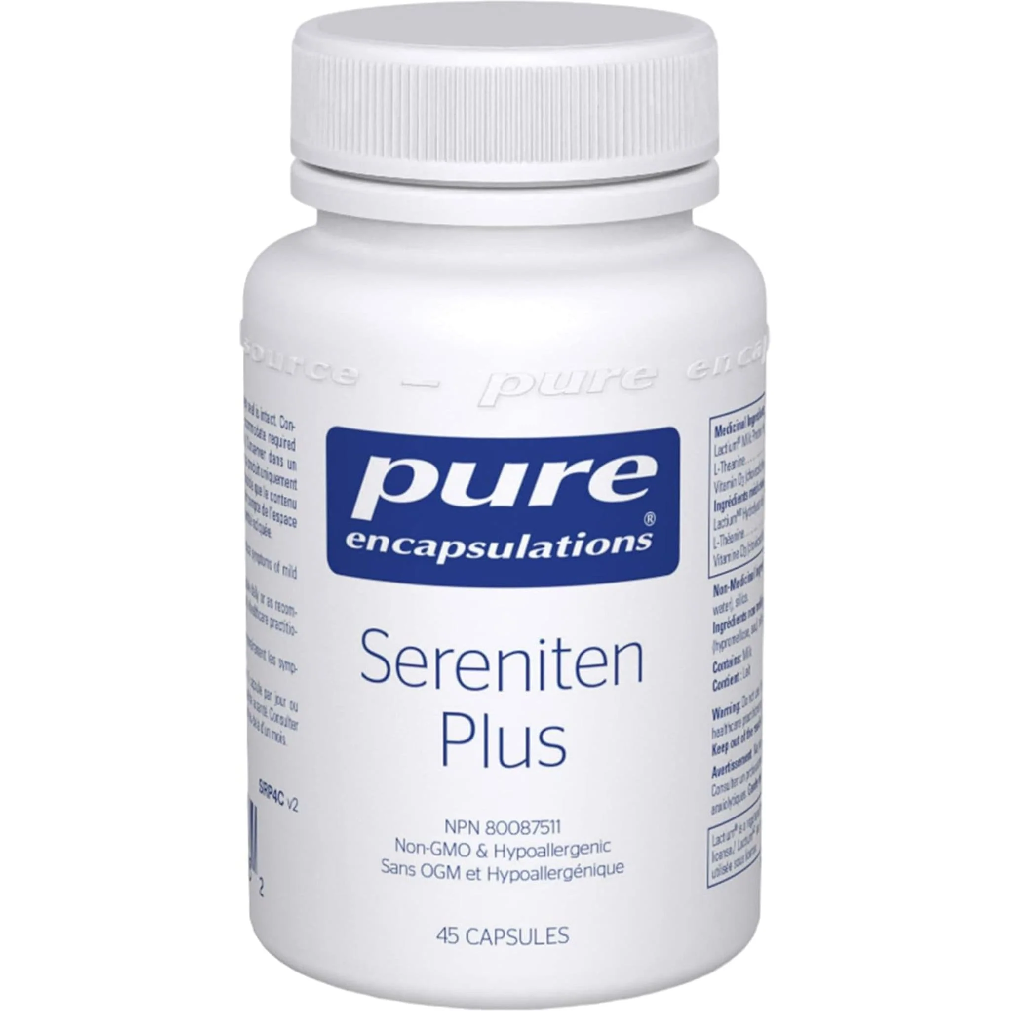 Pure Encapsulations Sereniten Plus, Stress-Reducing Lactium Peptides with L-Theanine and Vitamin D, 45 Capsules