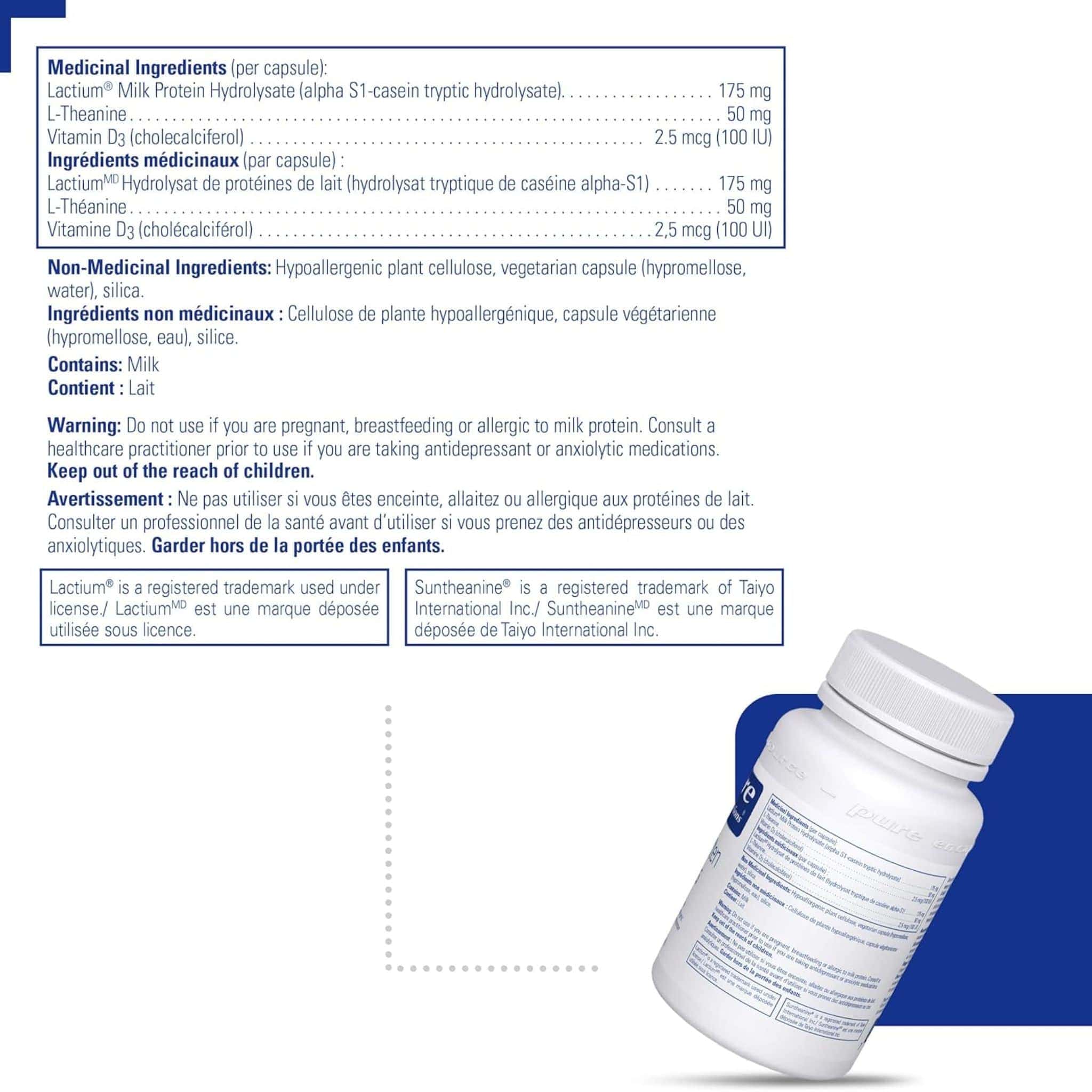 Pure Encapsulations Sereniten Plus, Stress-Reducing Lactium Peptides with L-Theanine and Vitamin D, 45 Capsules - Image 5
