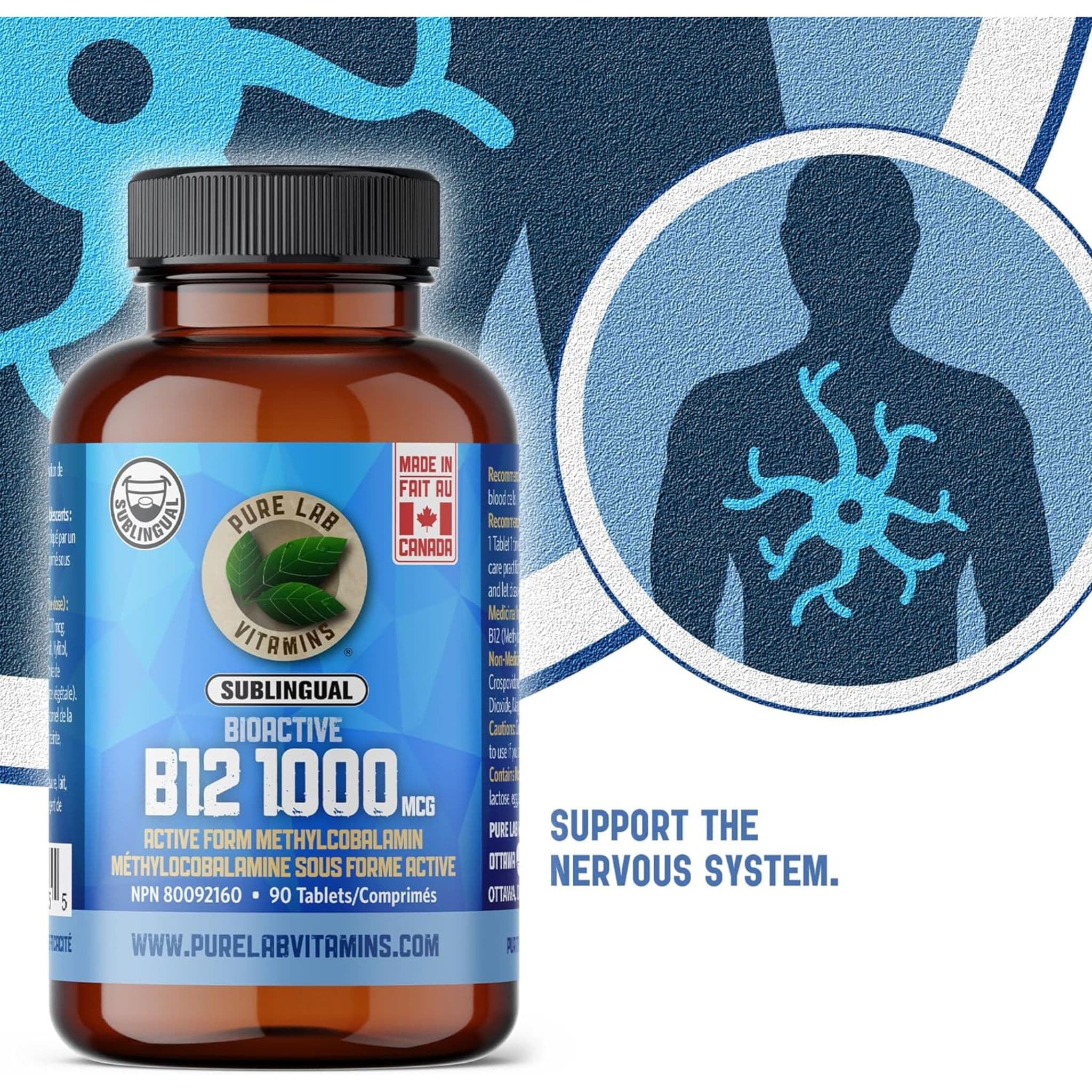 Pure Lab Vitamins Bioactive B12 1000mcg Sublingual, 90 Tablets - Image 6