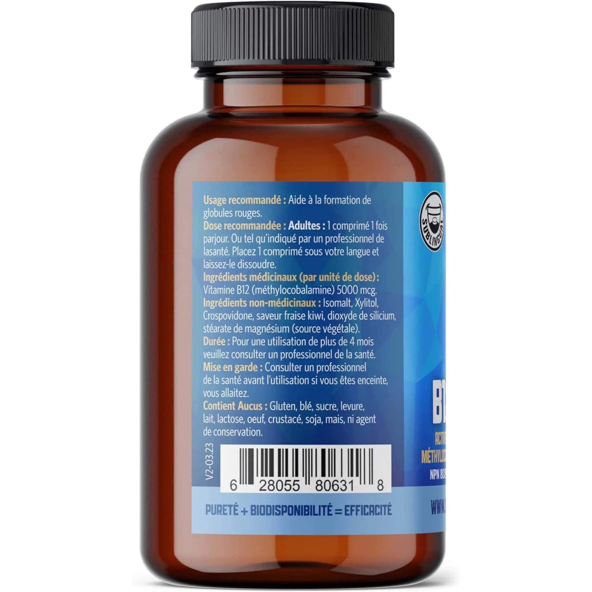 Pure Lab Vitamins Bioactive B12 5000mcg Sublingual, 60 Tablets - Image 2
