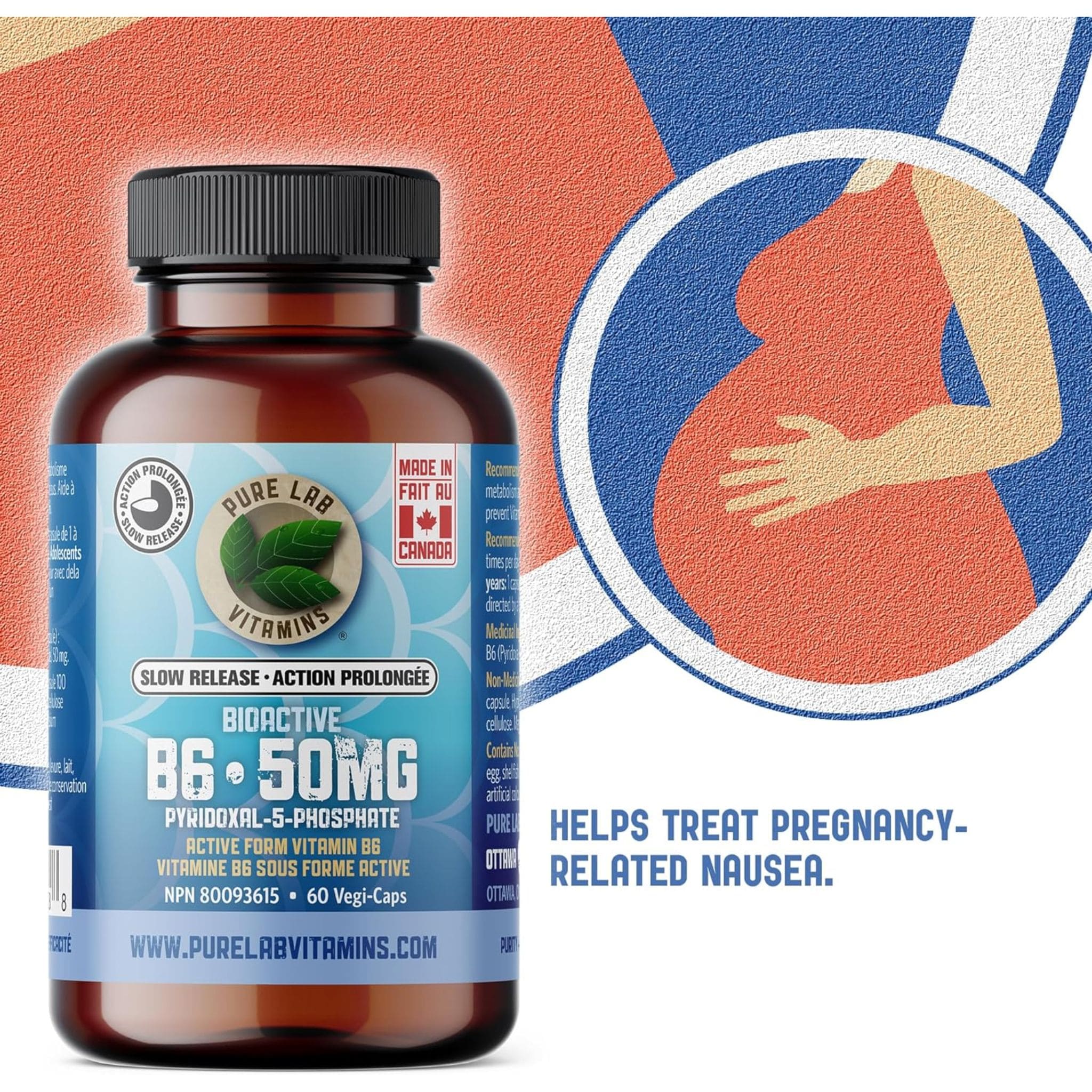Pure Lab Vitamins Bioactive B6 50mg Slow Release, 60 Capsules - Image 7