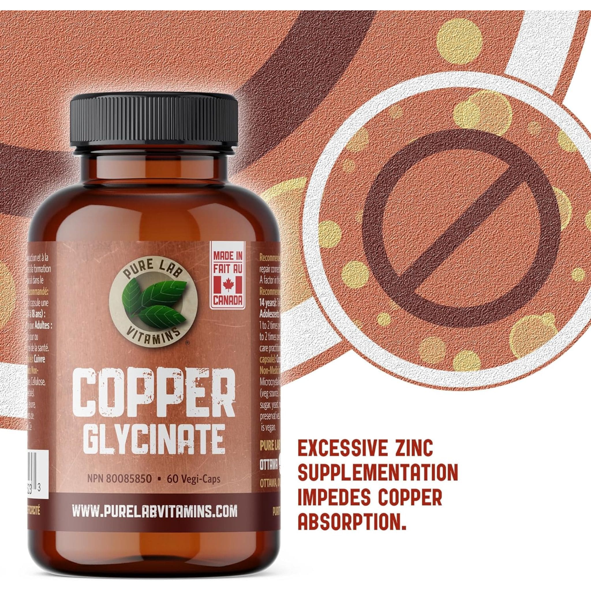 Pure Lab Vitamins Copper Glycinate 1mg, 60-150 Capsules - Image 5