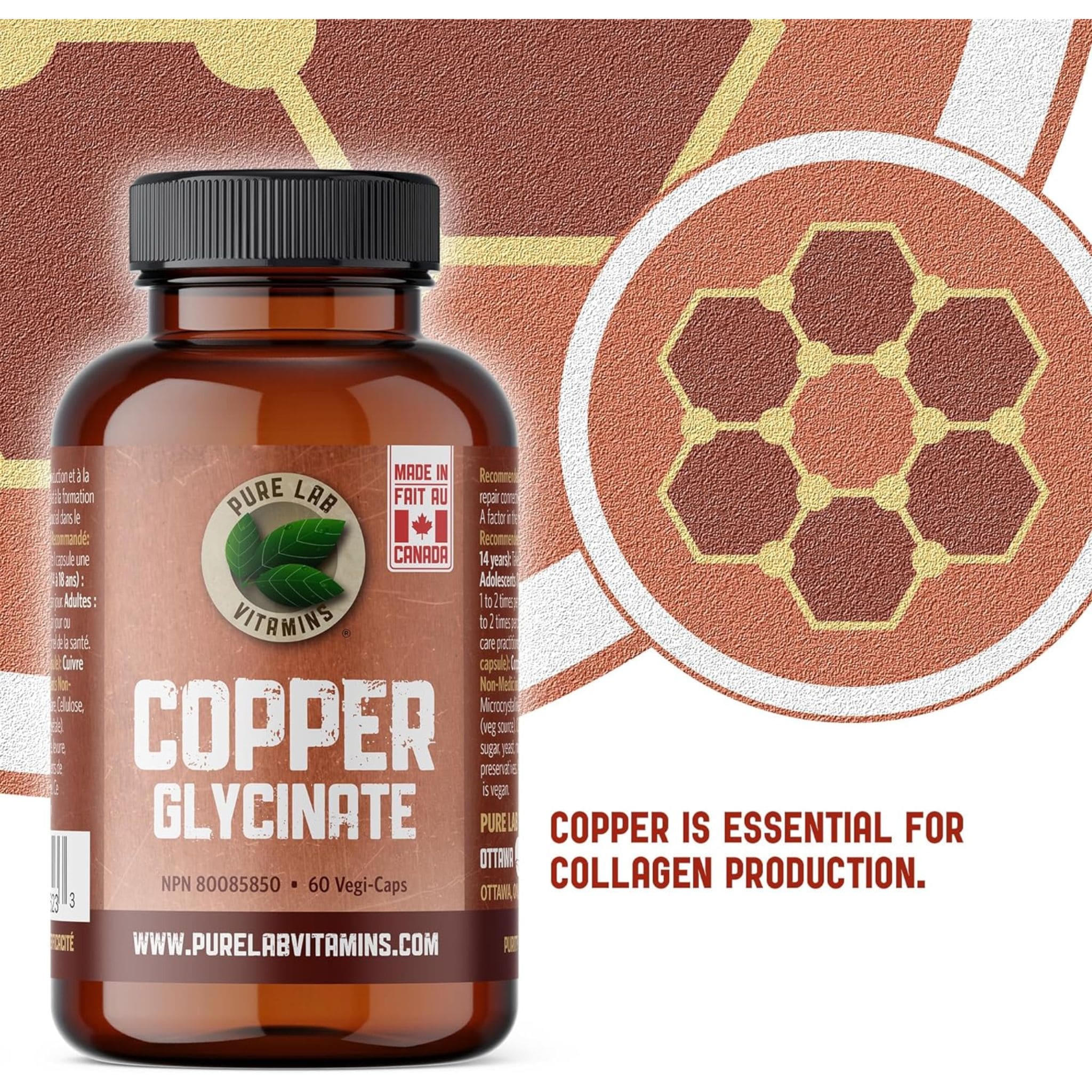 Pure Lab Vitamins Copper Glycinate 1mg, 60-150 Capsules - Image 7